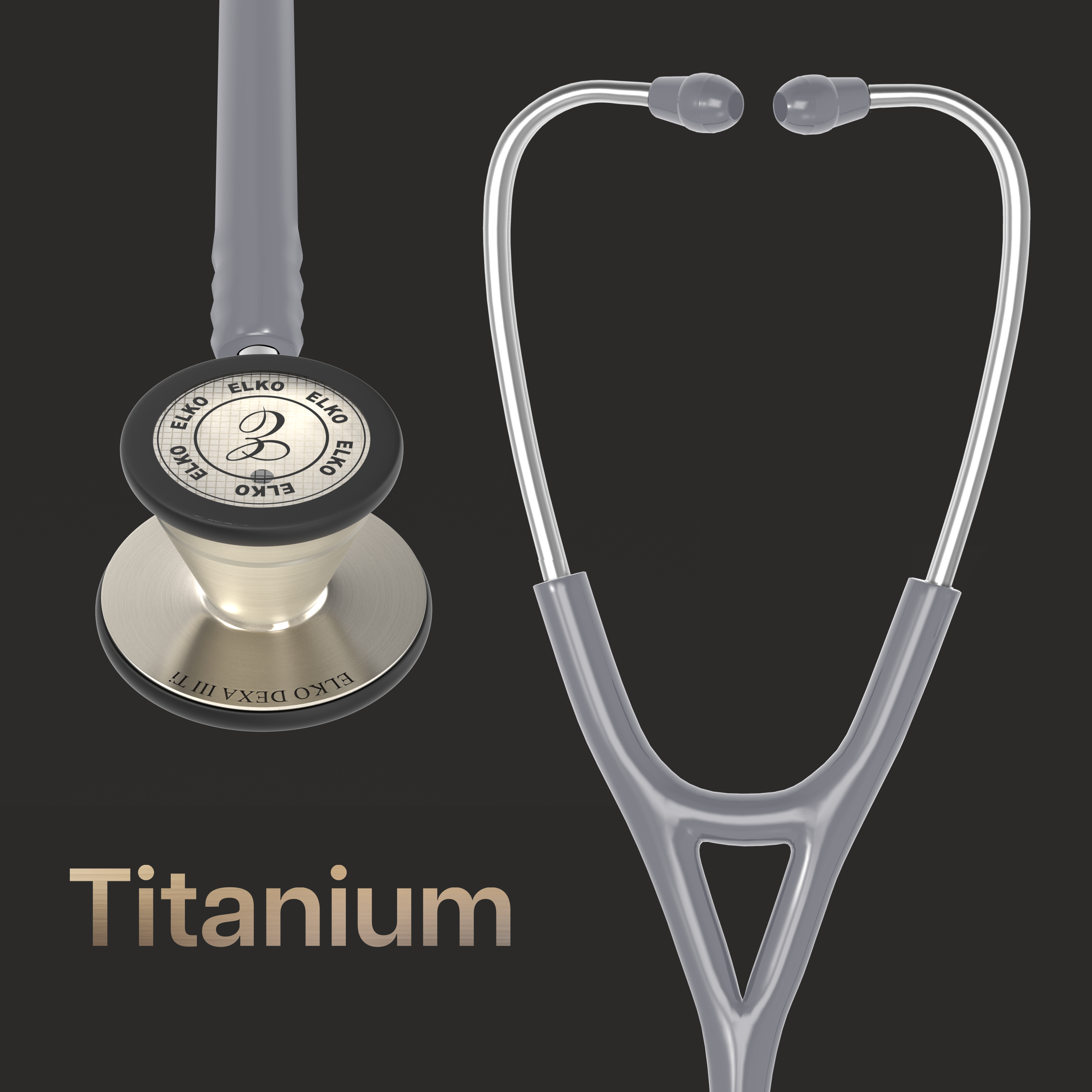 ELKO DEXA III Ti Titanium Stethoscope - Natural Titanium