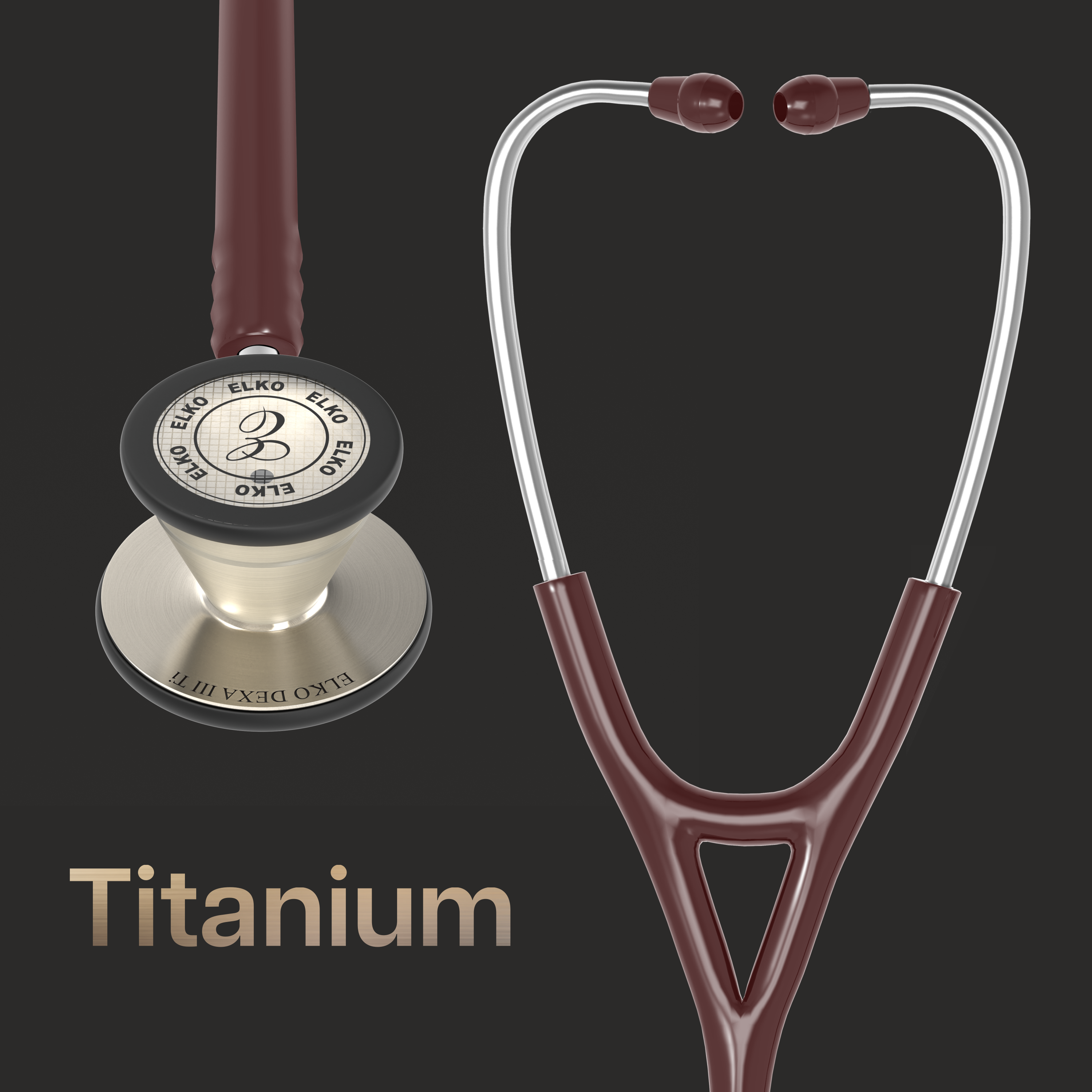 ELKO DEXA III Ti Titanium Stethoscope - Natural Titanium