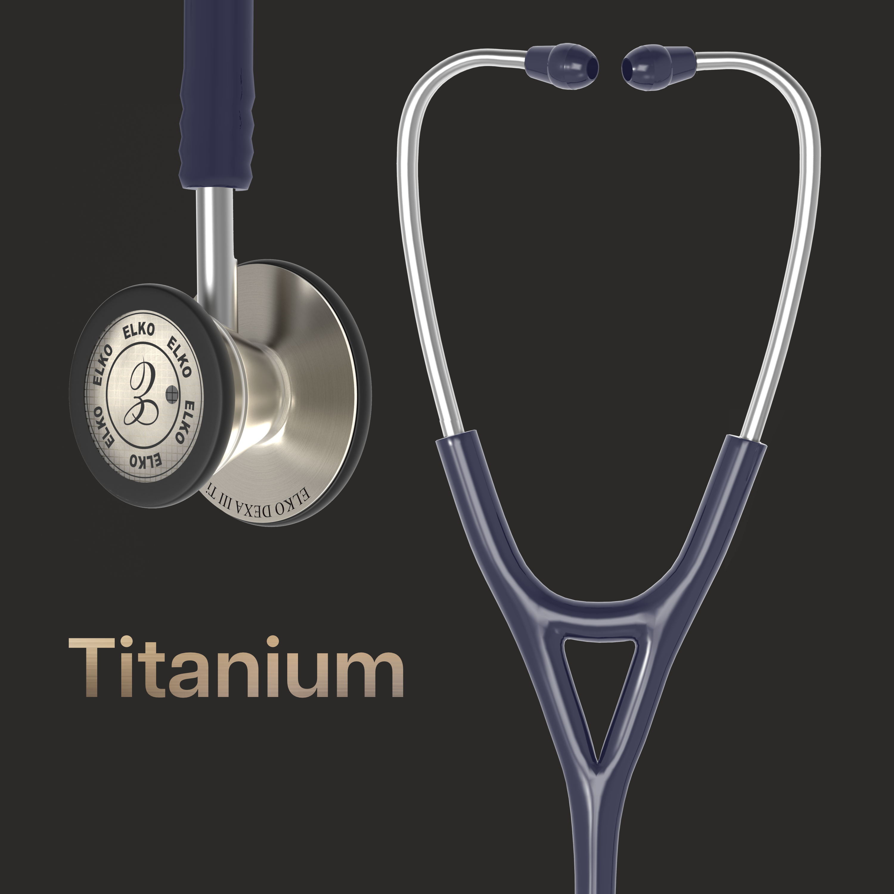 ELKO DEXA III Ti Titanium Stethoscope - Natural Titanium