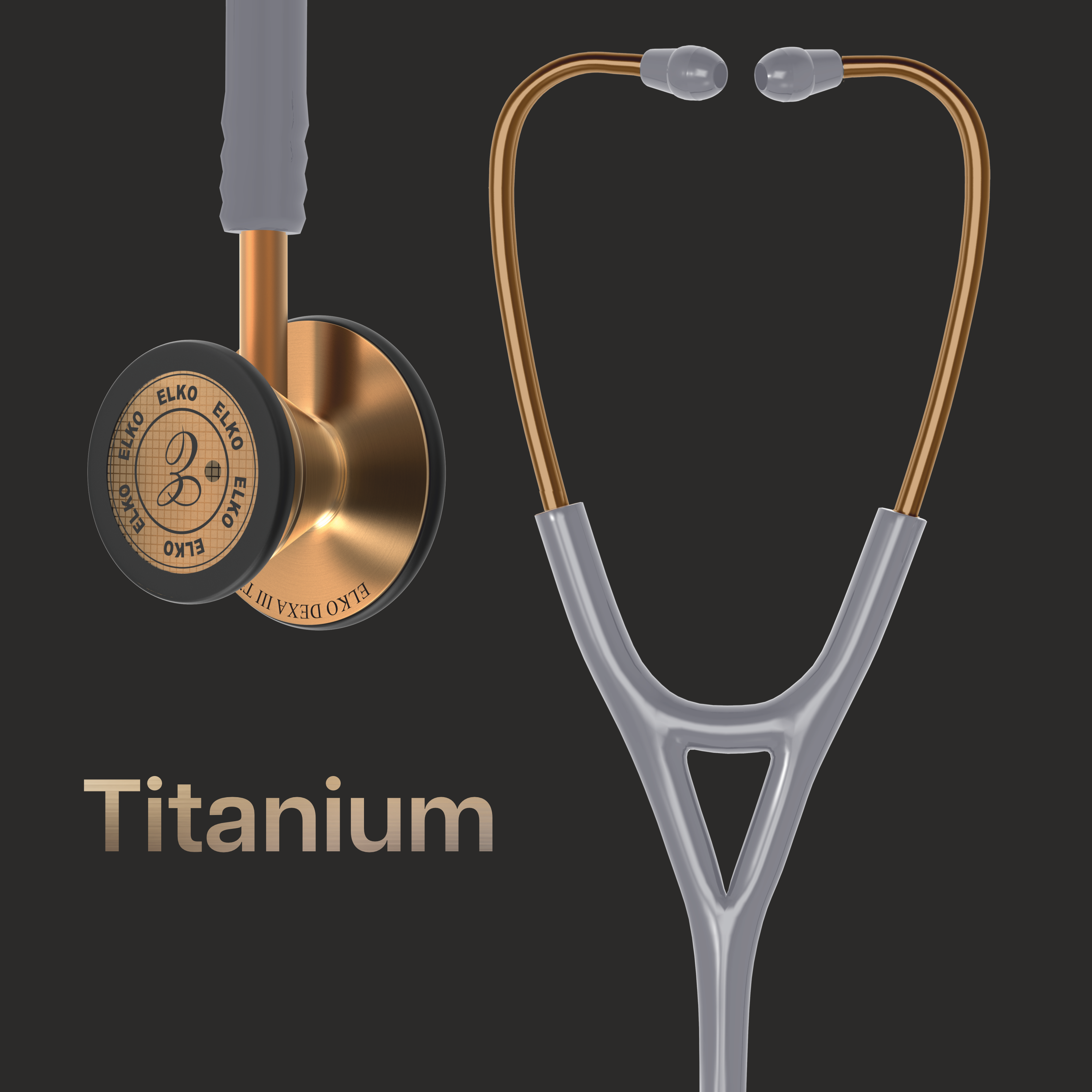 ELKO DEXA III Ti Titanium Stethoscope - Rose Gold