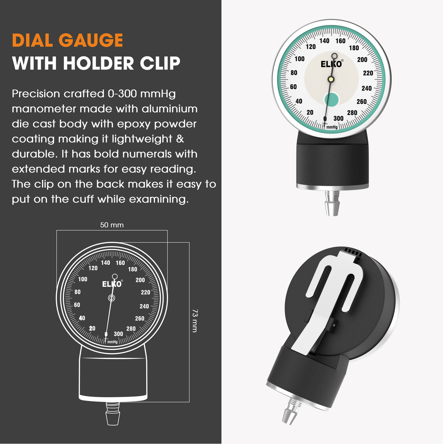 ELKO Dial Type Aneroid Sphygmomanometer - Deluxe