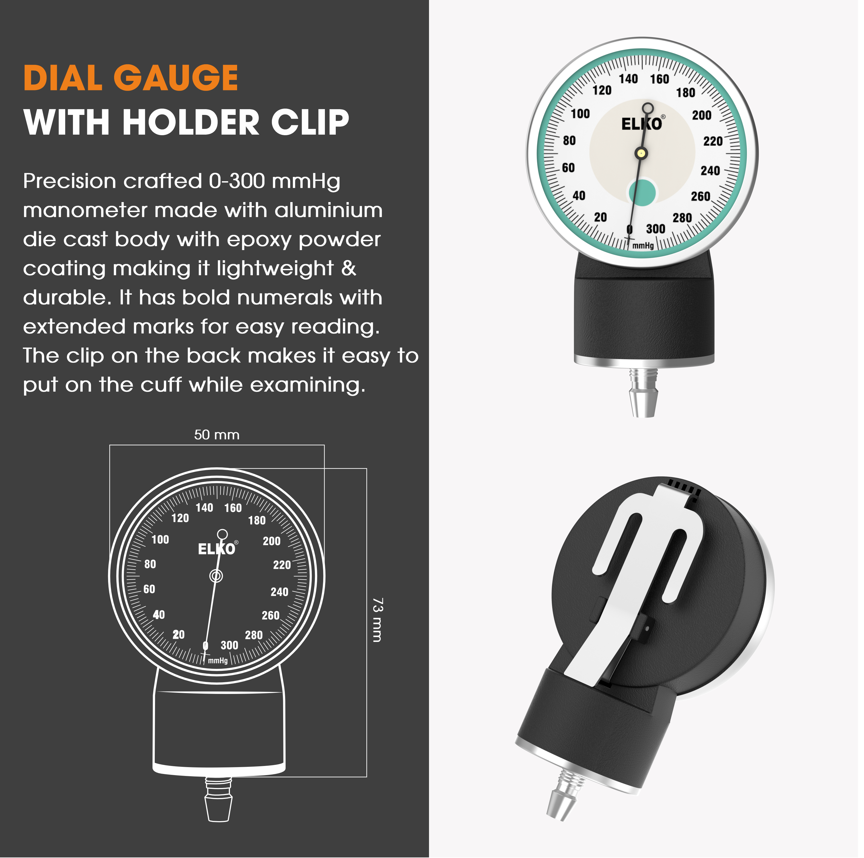 ELKO Dial Type Aneroid Sphygmomanometer - Deluxe