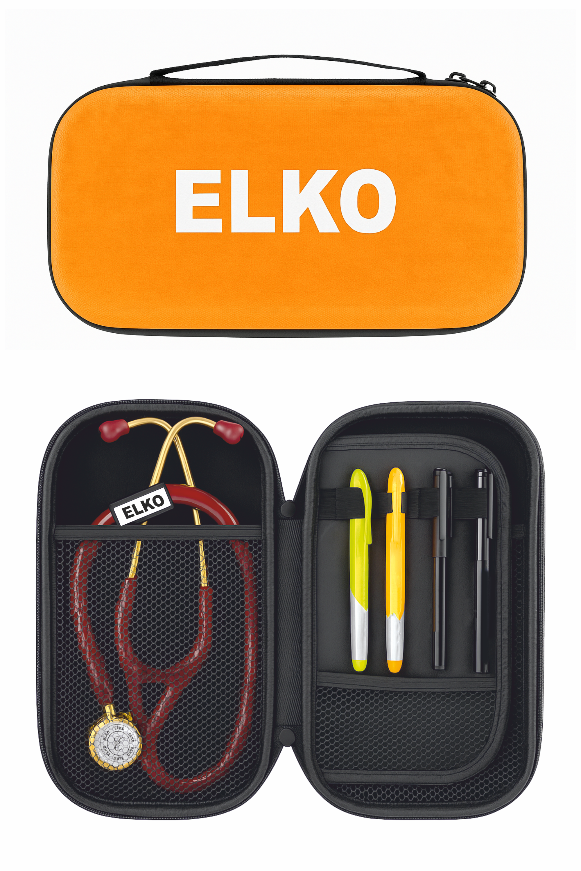ELKO EVA Stethoscope Case with Dual Mesh Pockets and Center Sleeve for Accessories (Stethoscope not Included)