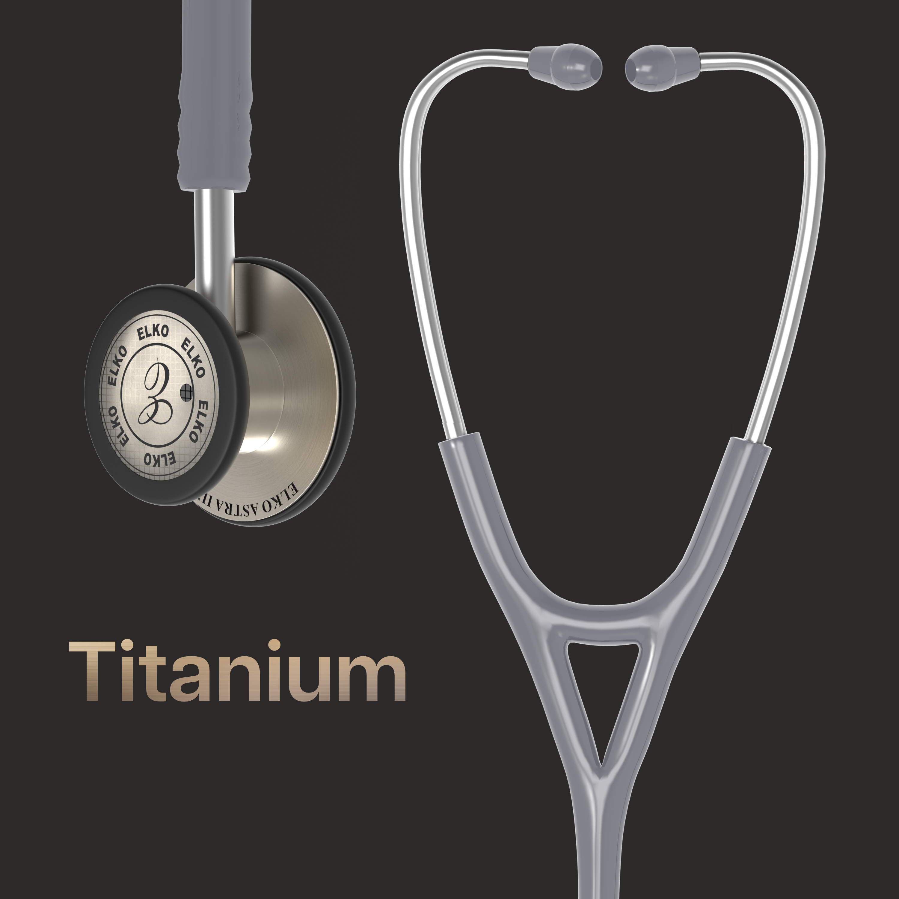 ELKO ASTRA III Ti Titanium Stethoscope - Natural Titanium