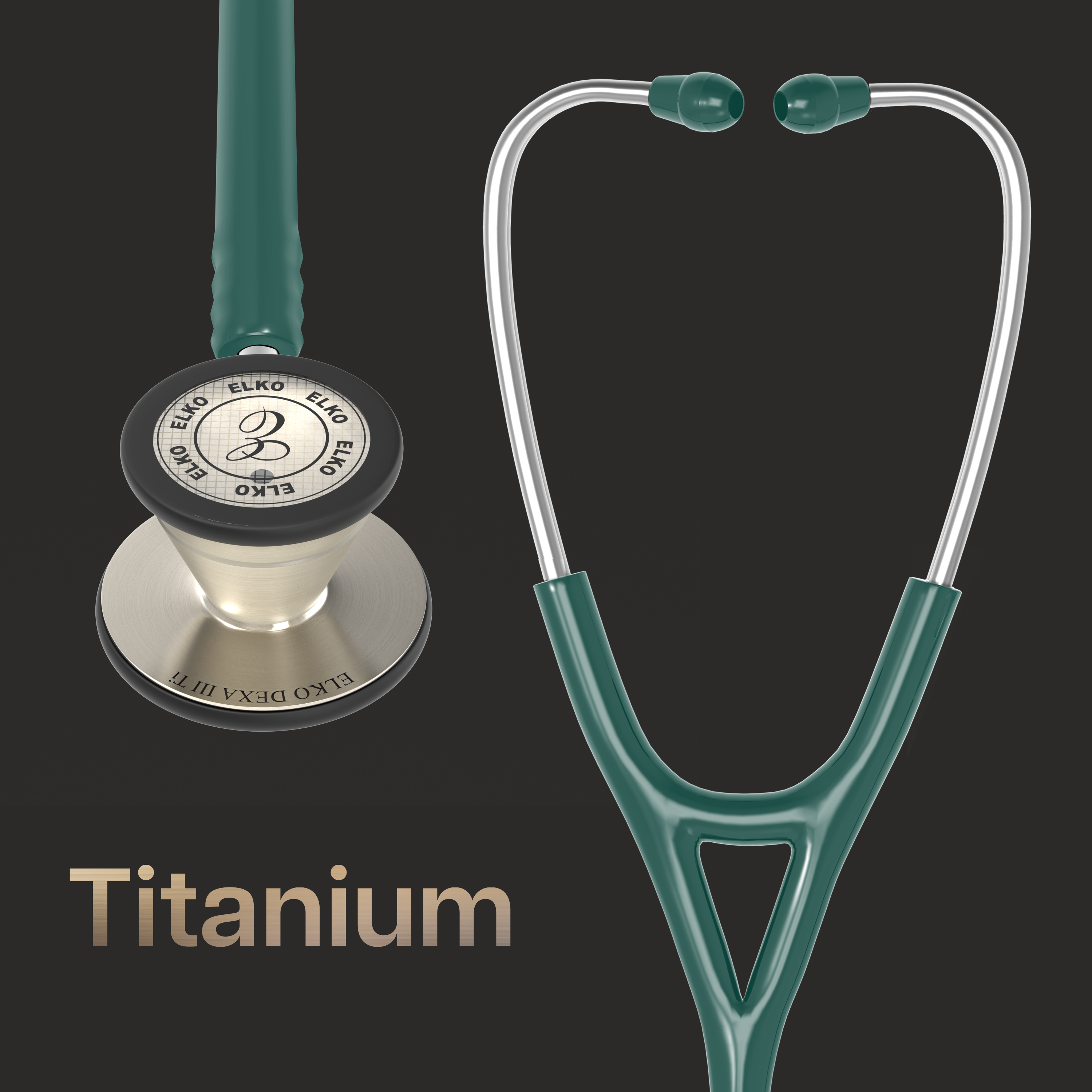ELKO DEXA III Ti Titanium Stethoscope - Natural Titanium