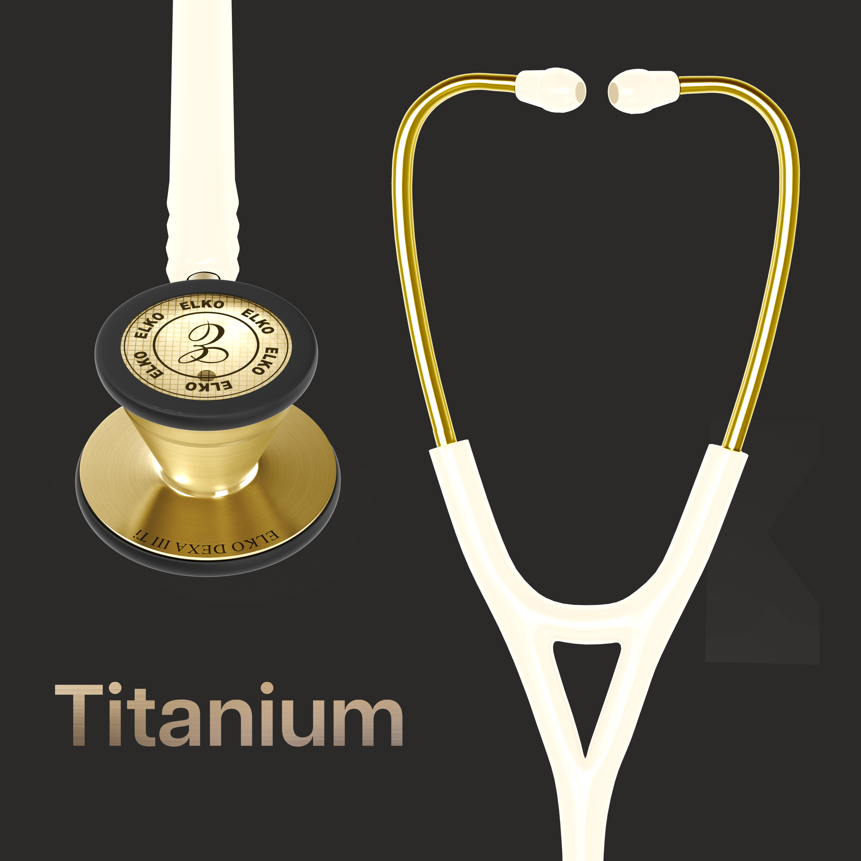 ELKO DEXA III Ti Titanium Stethoscopes- Gold Edition