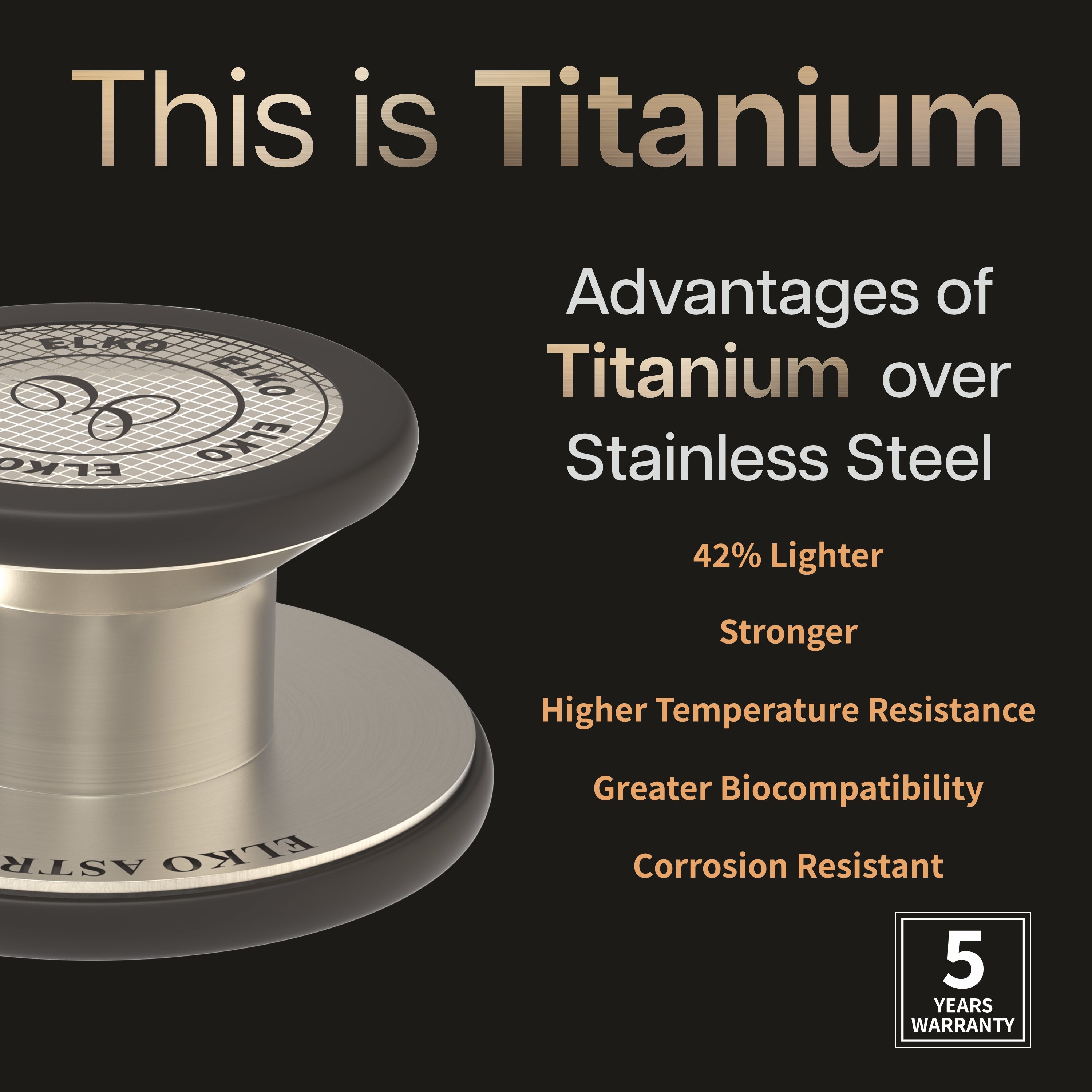 ELKO ASTRA III Ti Titanium Stethoscope - Natural Titanium