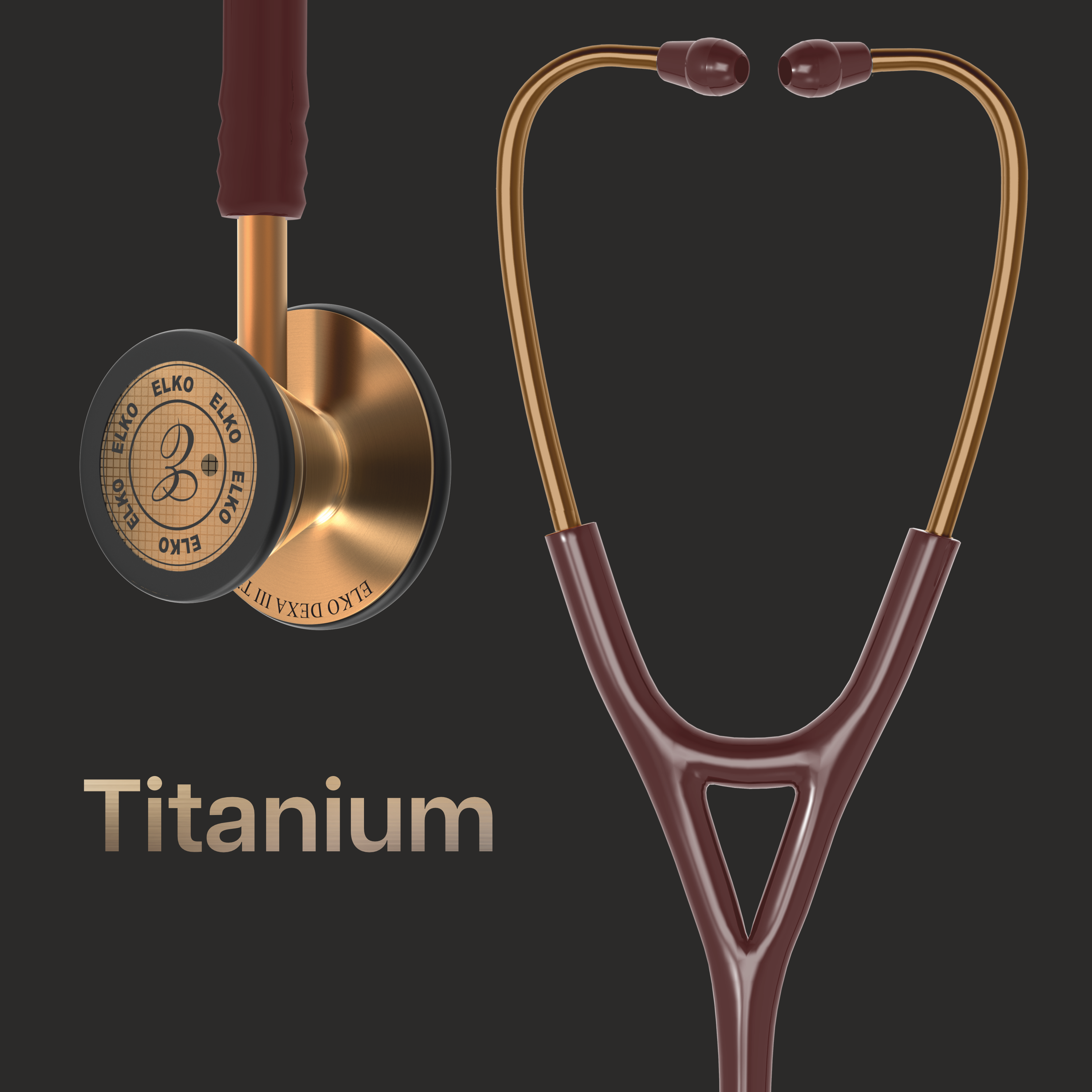 ELKO DEXA III Ti Titanium Stethoscope - Rose Gold