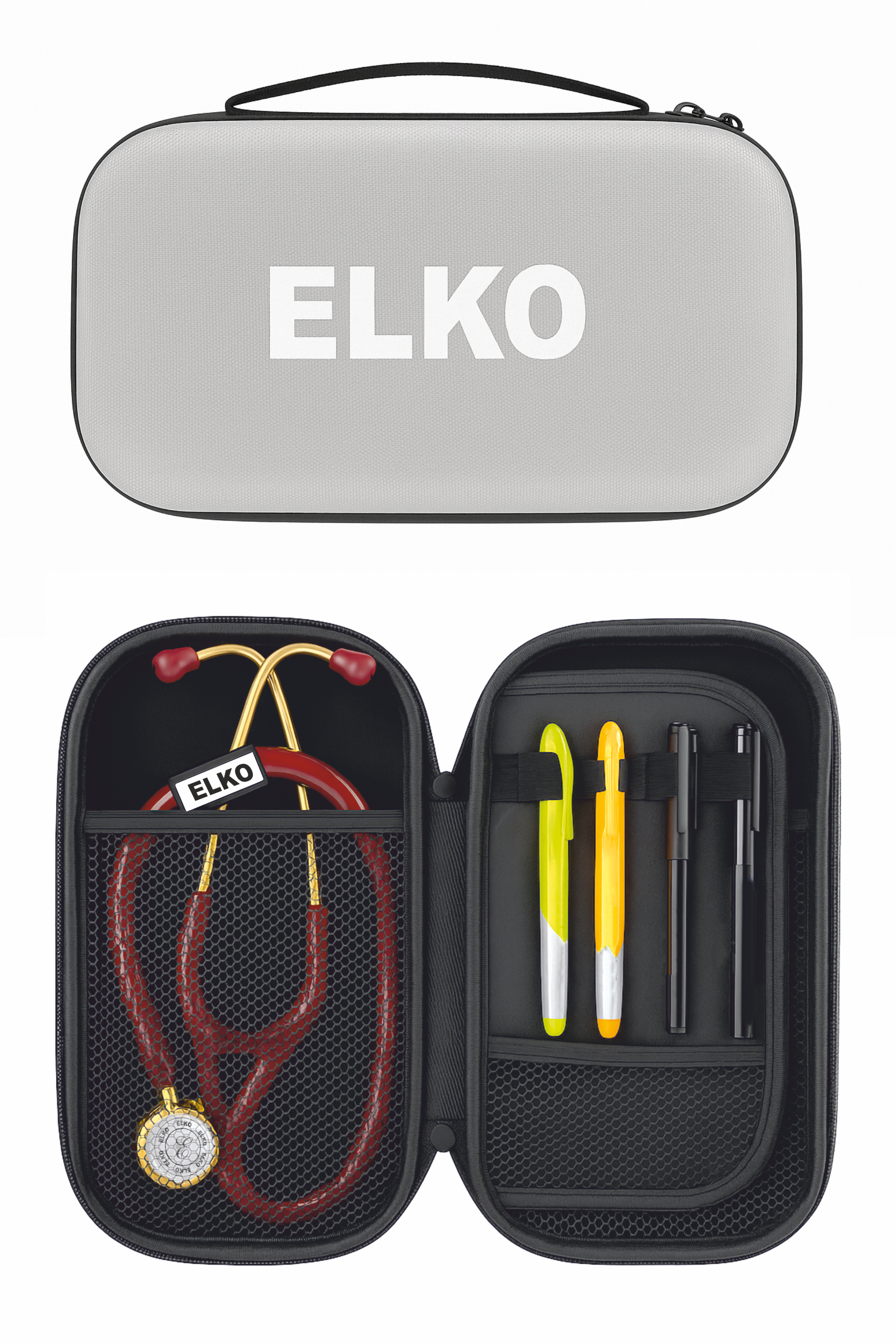 ELKO EVA Stethoscope Case with Dual Mesh Pockets and Center Sleeve for Accessories (Stethoscope not Included)