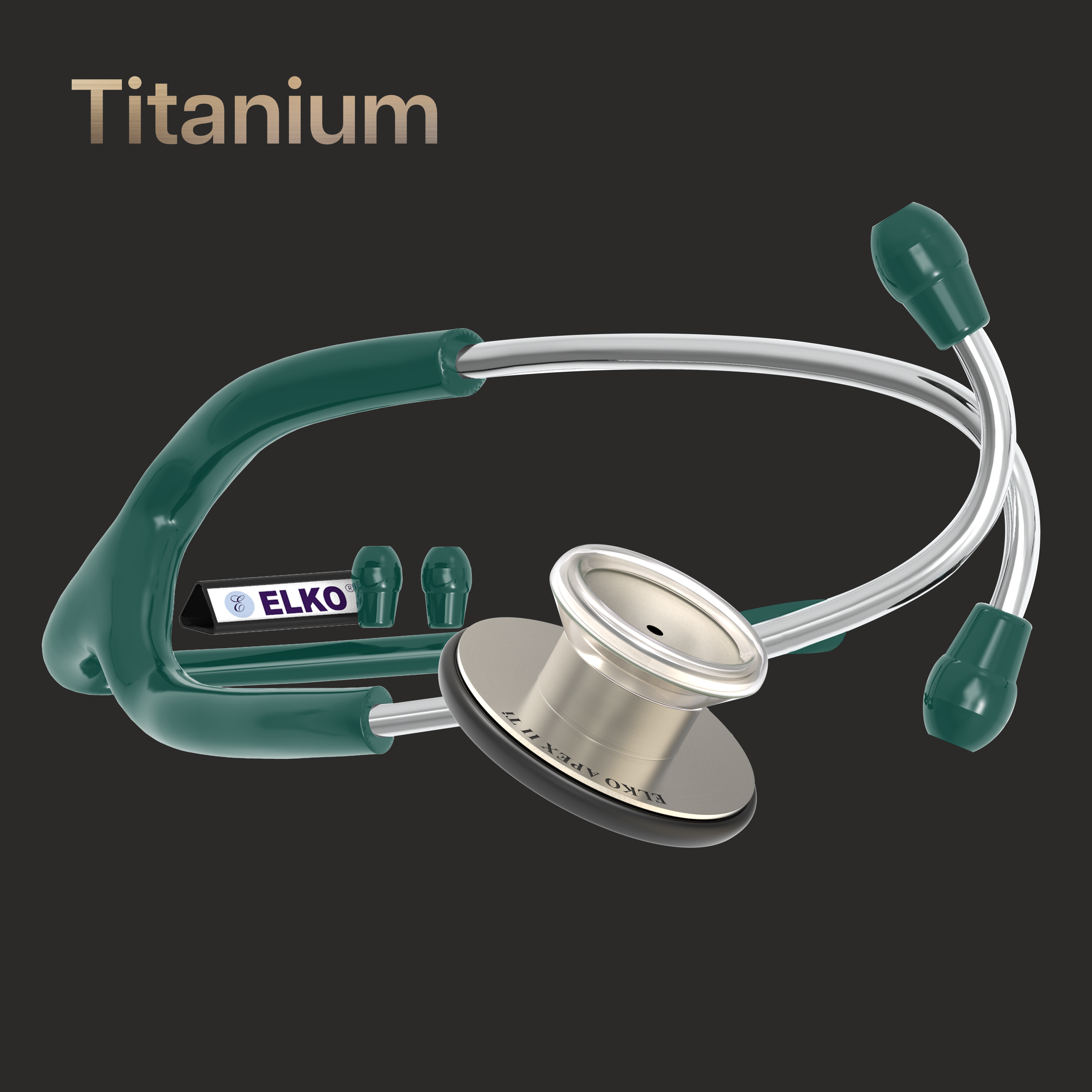 ELKO APEX II Ti Titanium Stethoscope - Natural Titanium