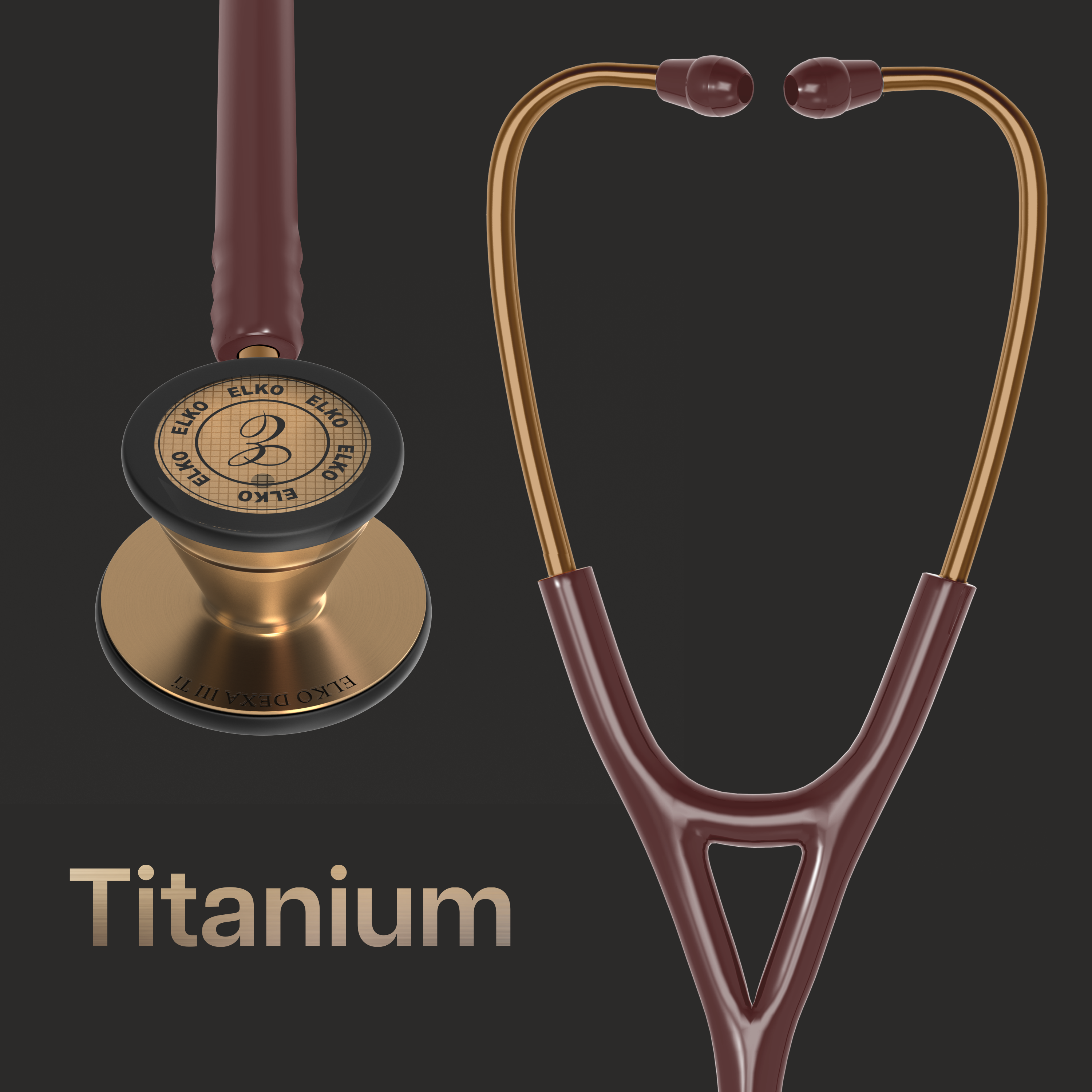 ELKO DEXA III Ti Titanium Stethoscope - Rose Gold