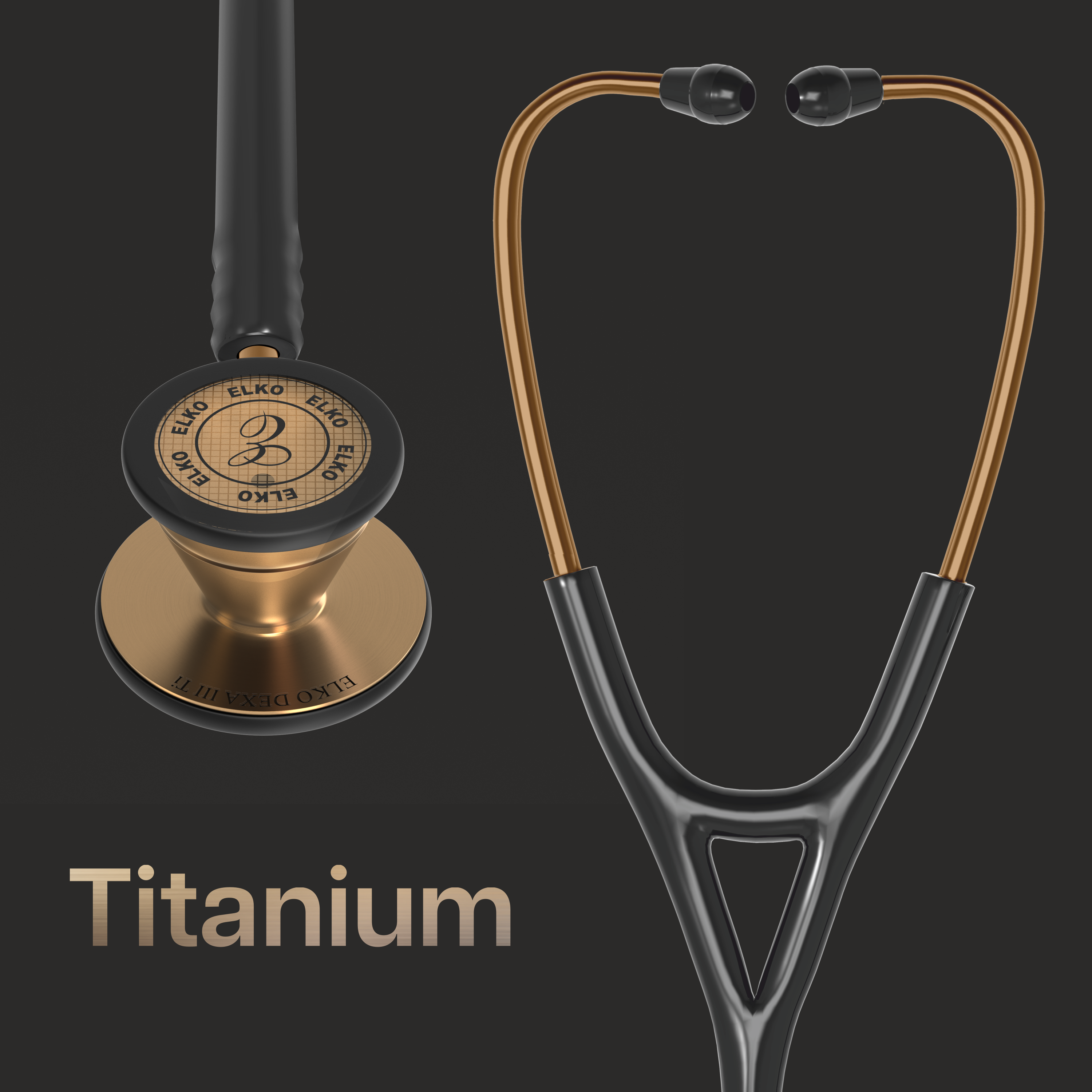 ELKO DEXA III Ti Titanium Stethoscope - Rose Gold