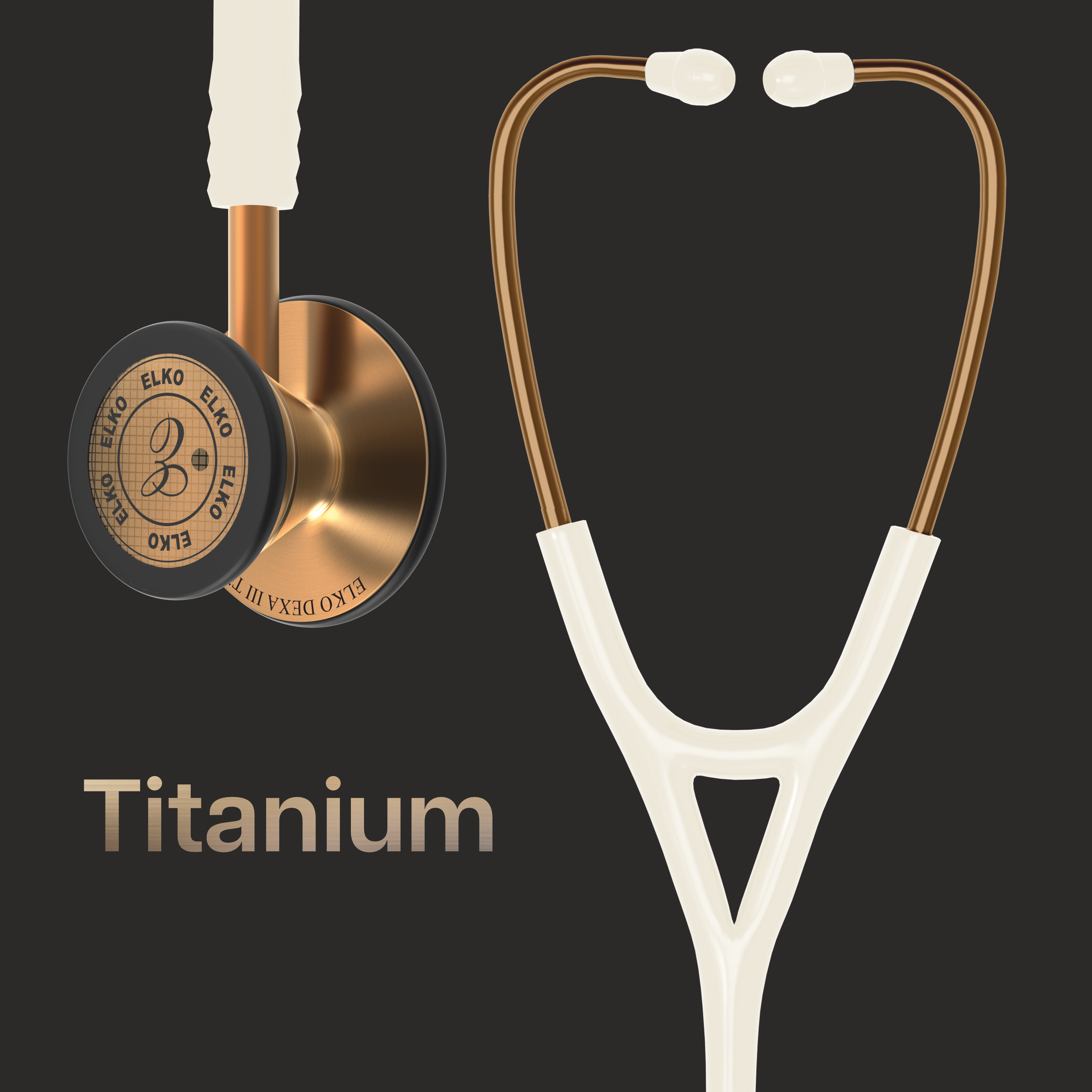 ELKO DEXA III Ti Titanium Stethoscope - Rose Gold