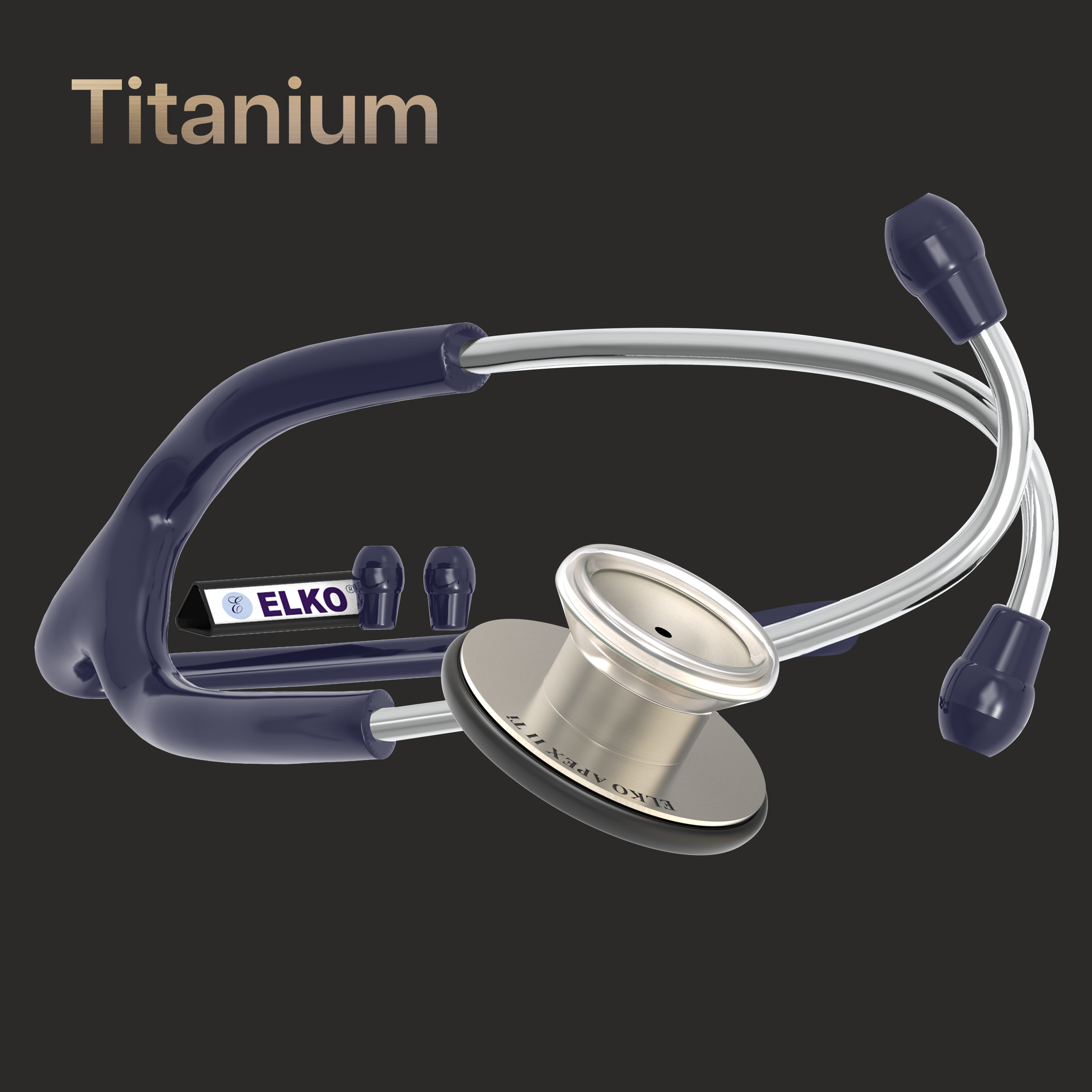 ELKO APEX II Ti Titanium Stethoscope - Natural Titanium