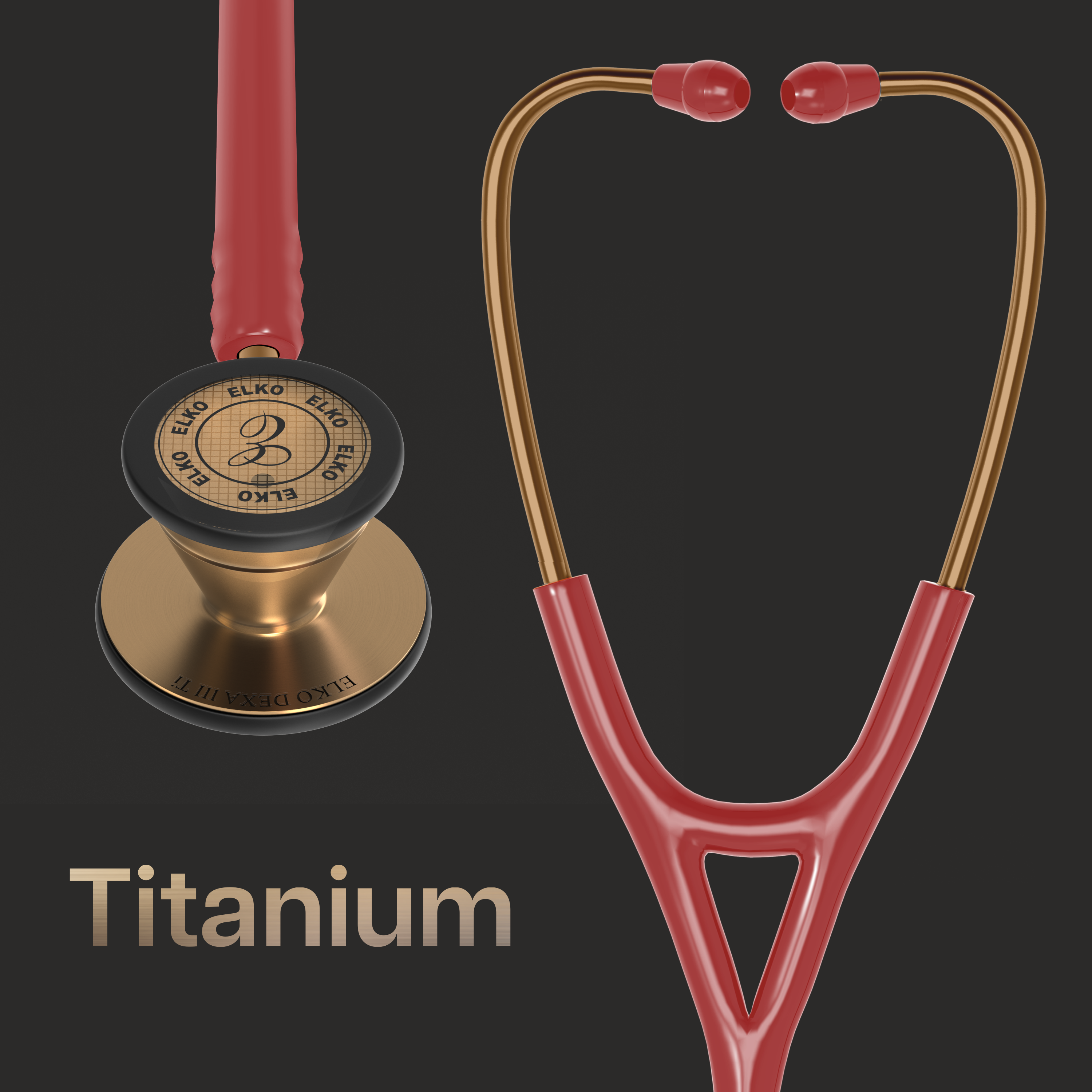 ELKO DEXA III Ti Titanium Stethoscope - Rose Gold