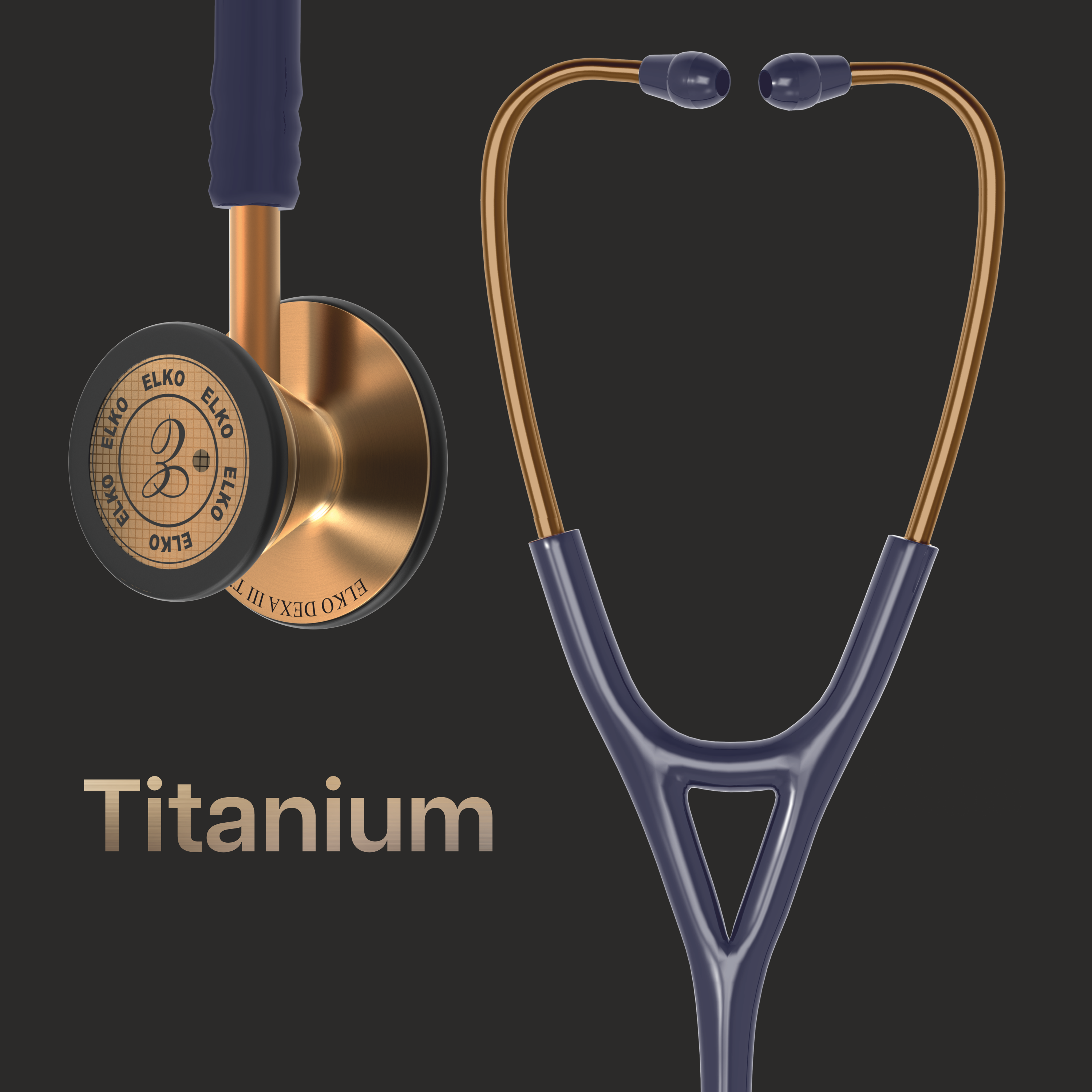 ELKO DEXA III Ti Titanium Stethoscope - Rose Gold