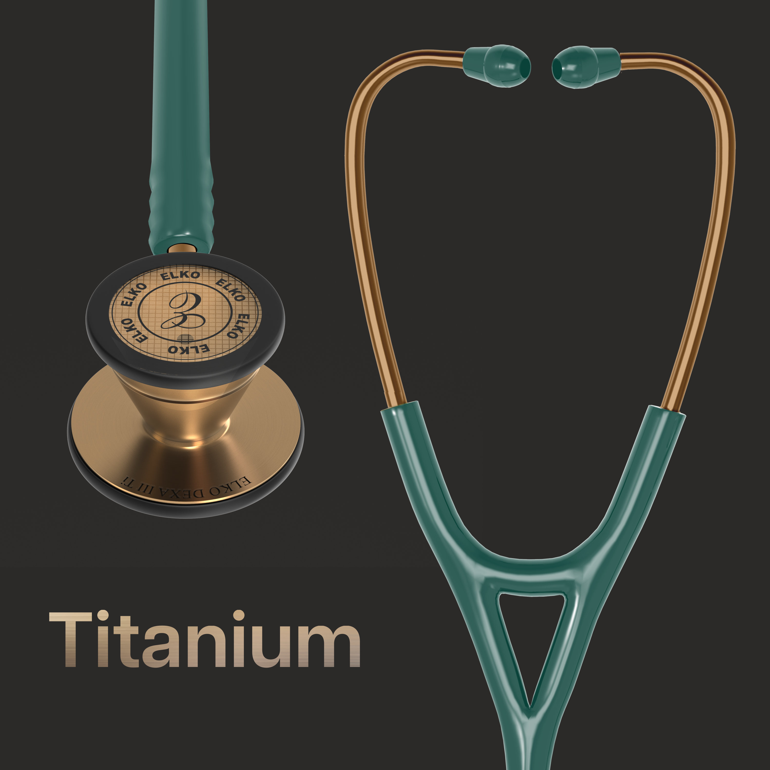 ELKO DEXA III Ti Titanium Stethoscope - Rose Gold