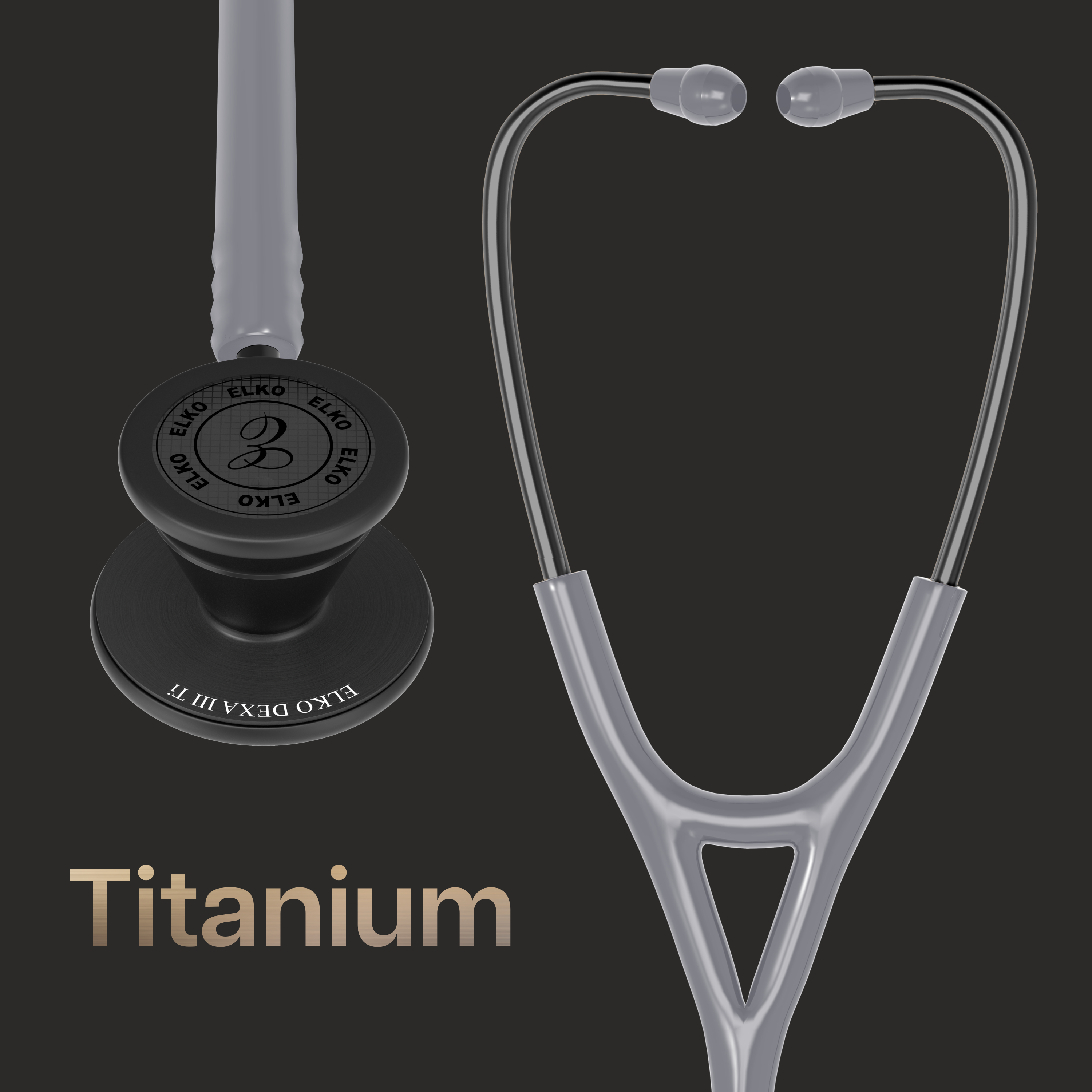ELKO DEXA III Ti Titanium Stethoscope - Black Edition