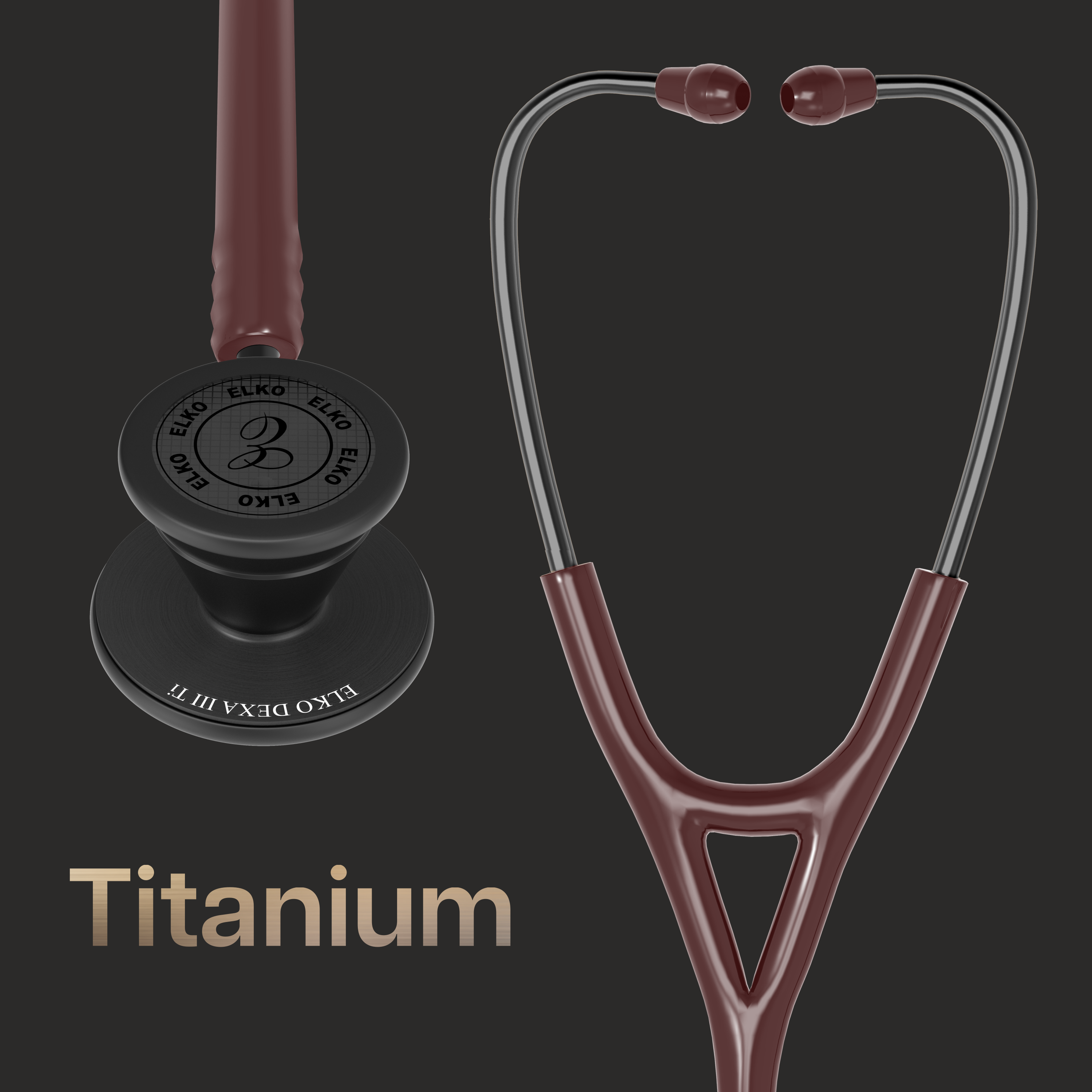 ELKO DEXA III Ti Titanium Stethoscope - Black Edition