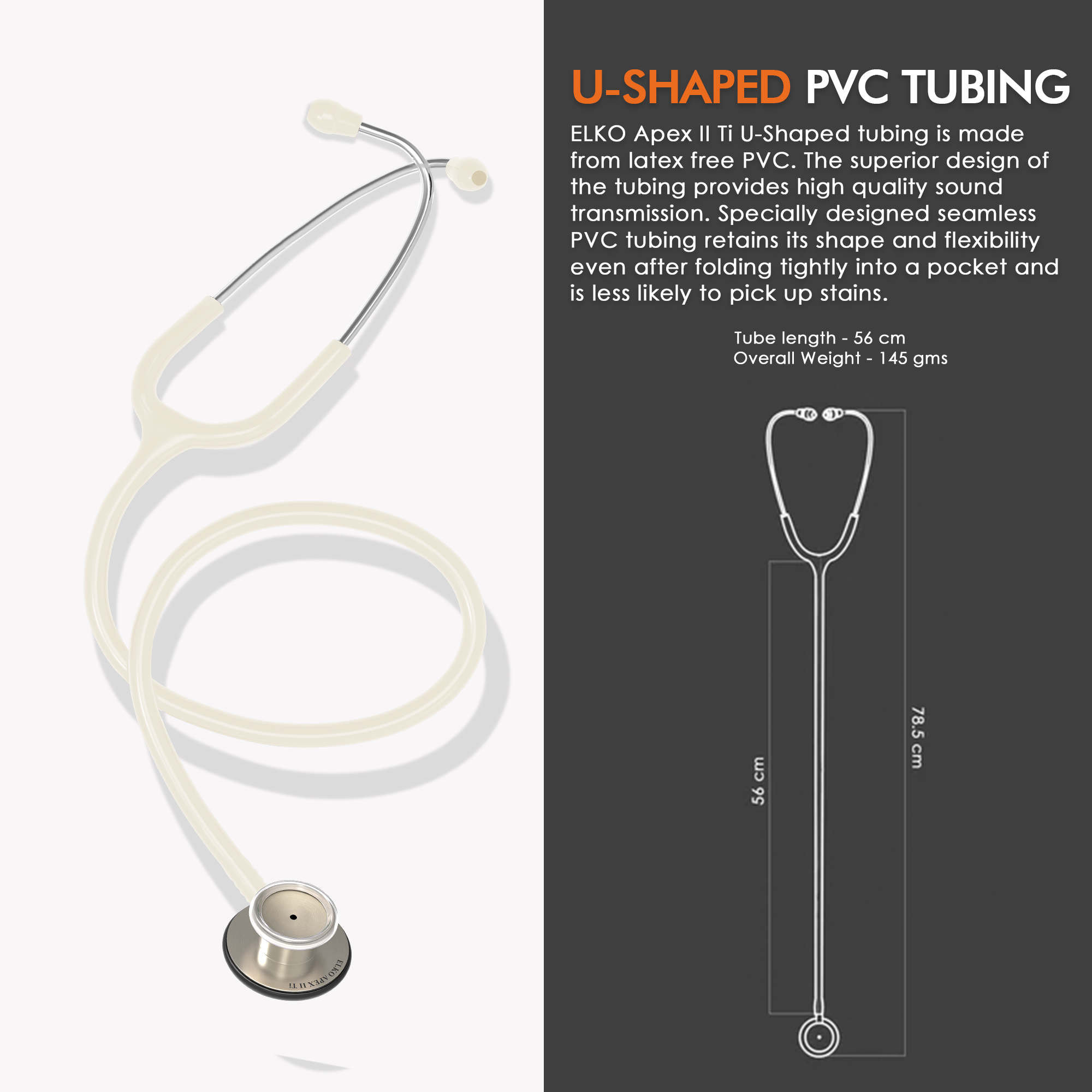 ELKO APEX II Ti Titanium Stethoscope - Natural Titanium
