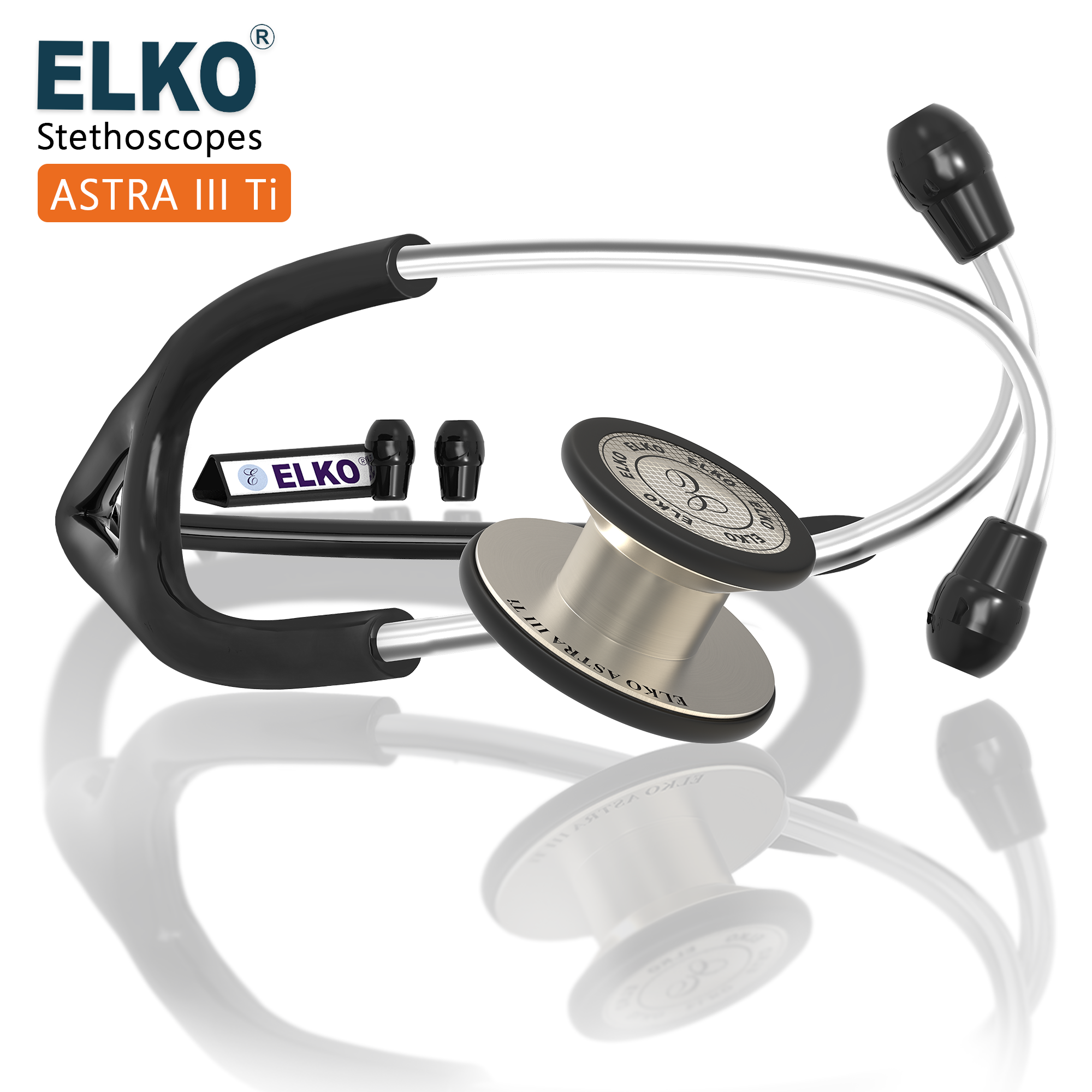 ELKO ASTRA III Ti Titanium Stethoscope - Natural Titanium