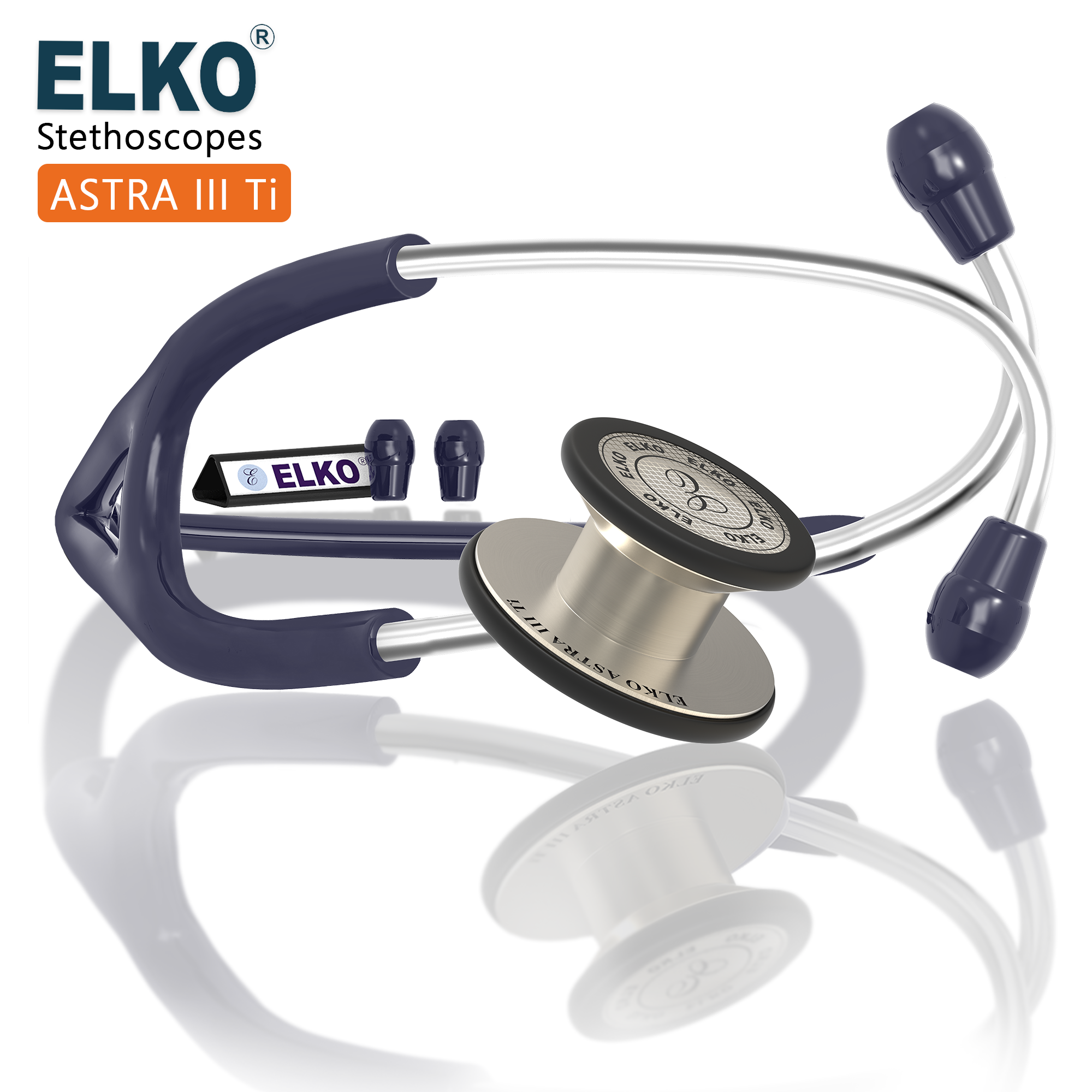 ELKO ASTRA III Ti Titanium Stethoscope - Natural Titanium