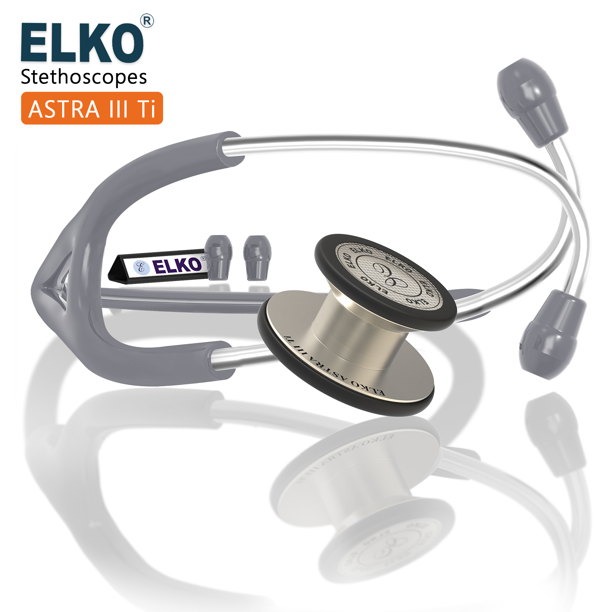 ELKO ASTRA III Ti Titanium Stethoscope - Natural Titanium