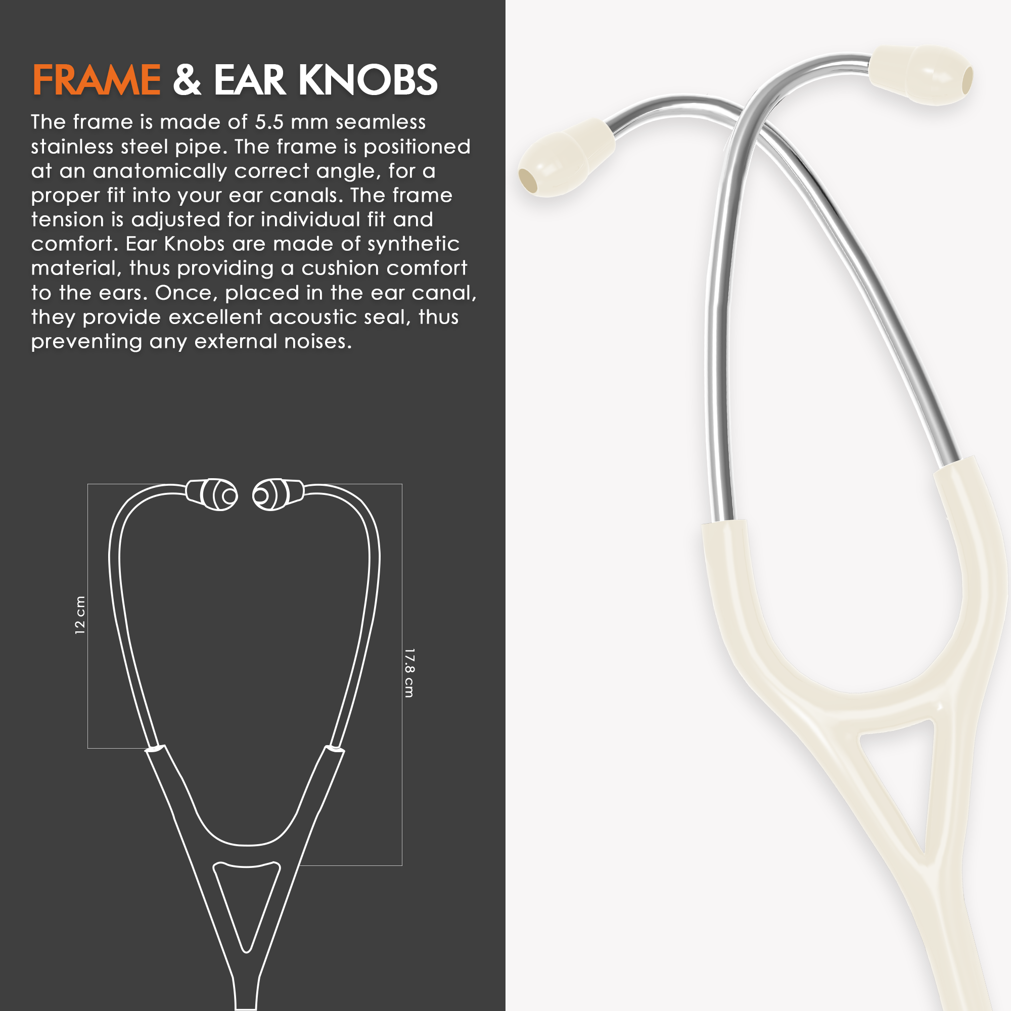ELKO ASTRA III Ti Titanium Stethoscope - Natural Titanium