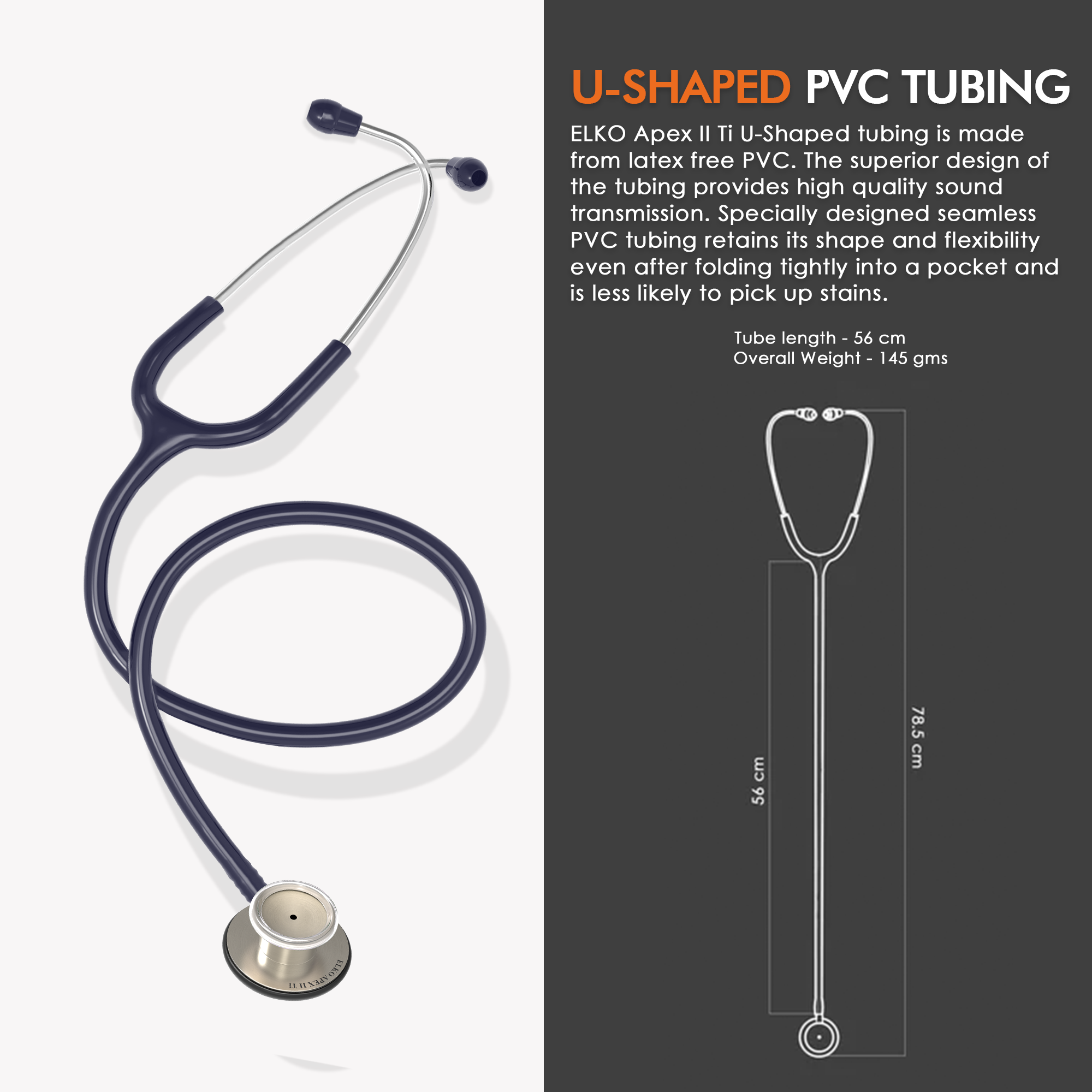 ELKO APEX II Ti Titanium Stethoscope - Natural Titanium