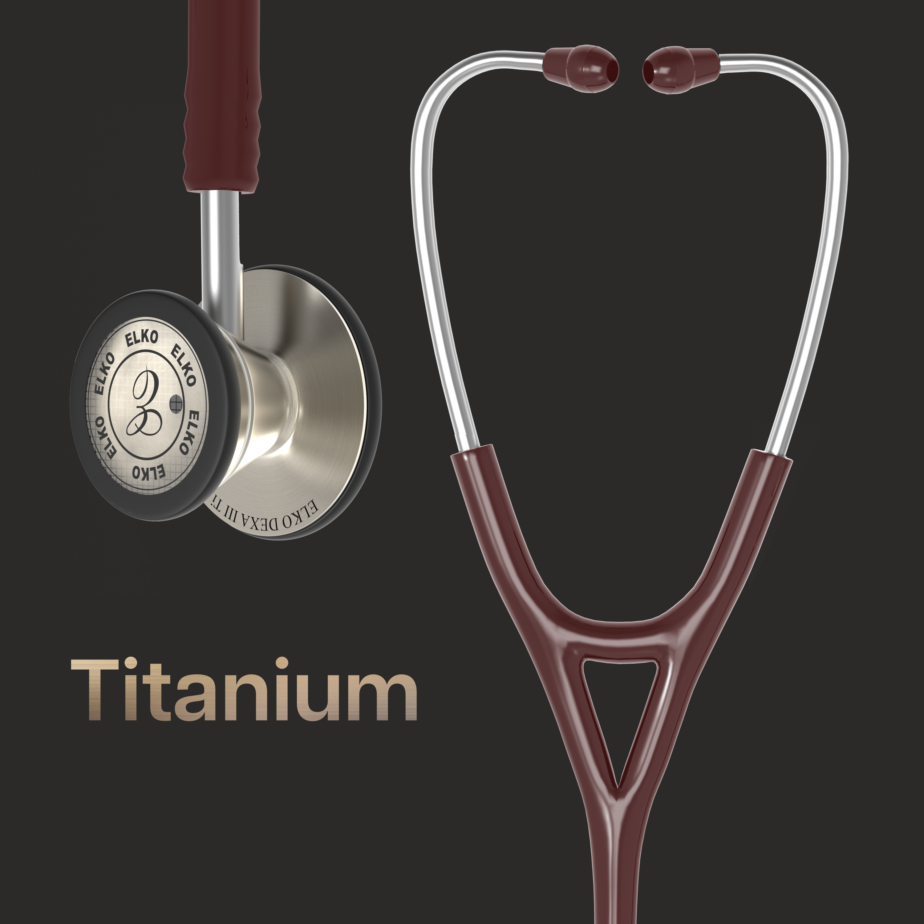 ELKO DEXA III Ti Titanium Stethoscope - Natural Titanium