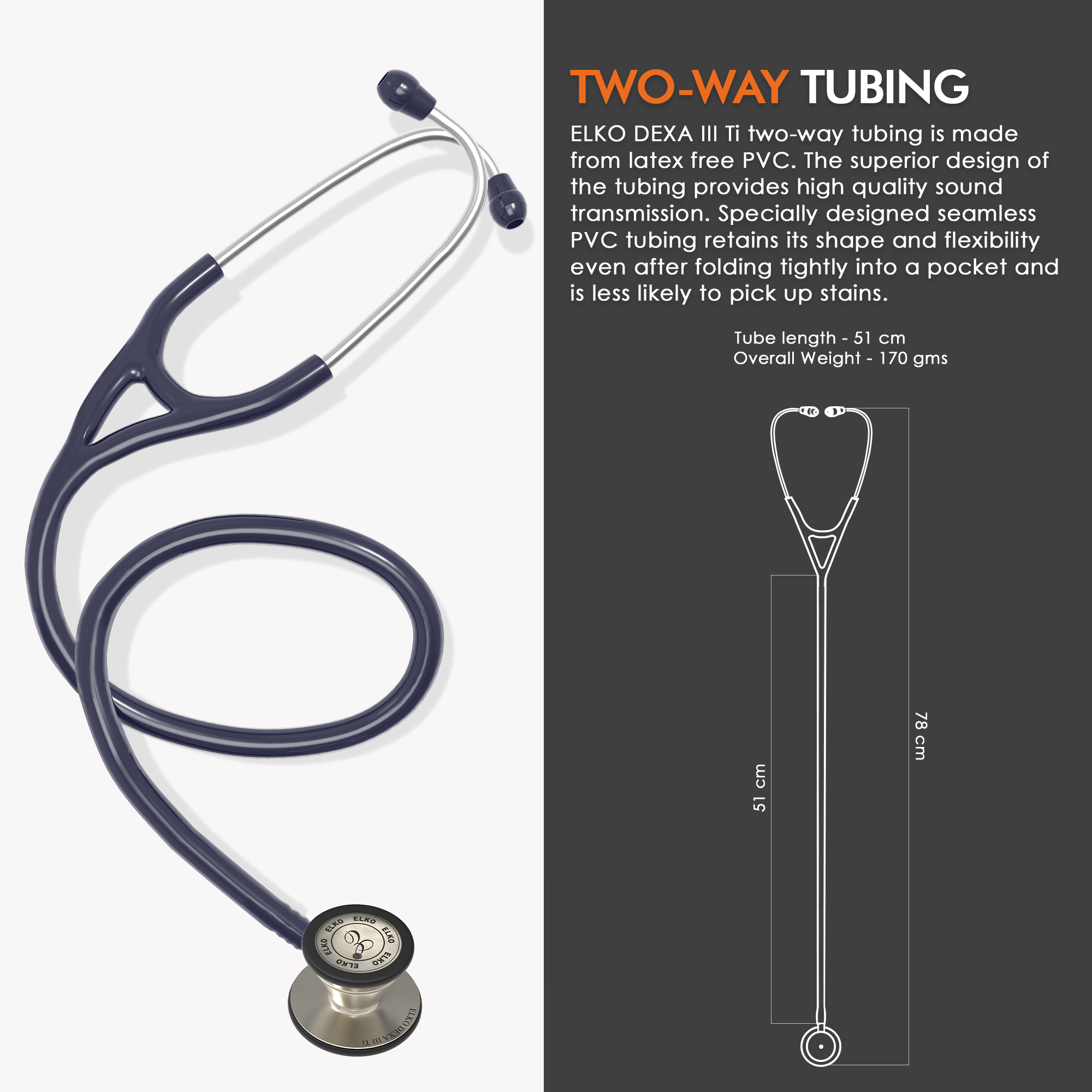 ELKO DEXA III Ti Titanium Stethoscope - Natural Titanium
