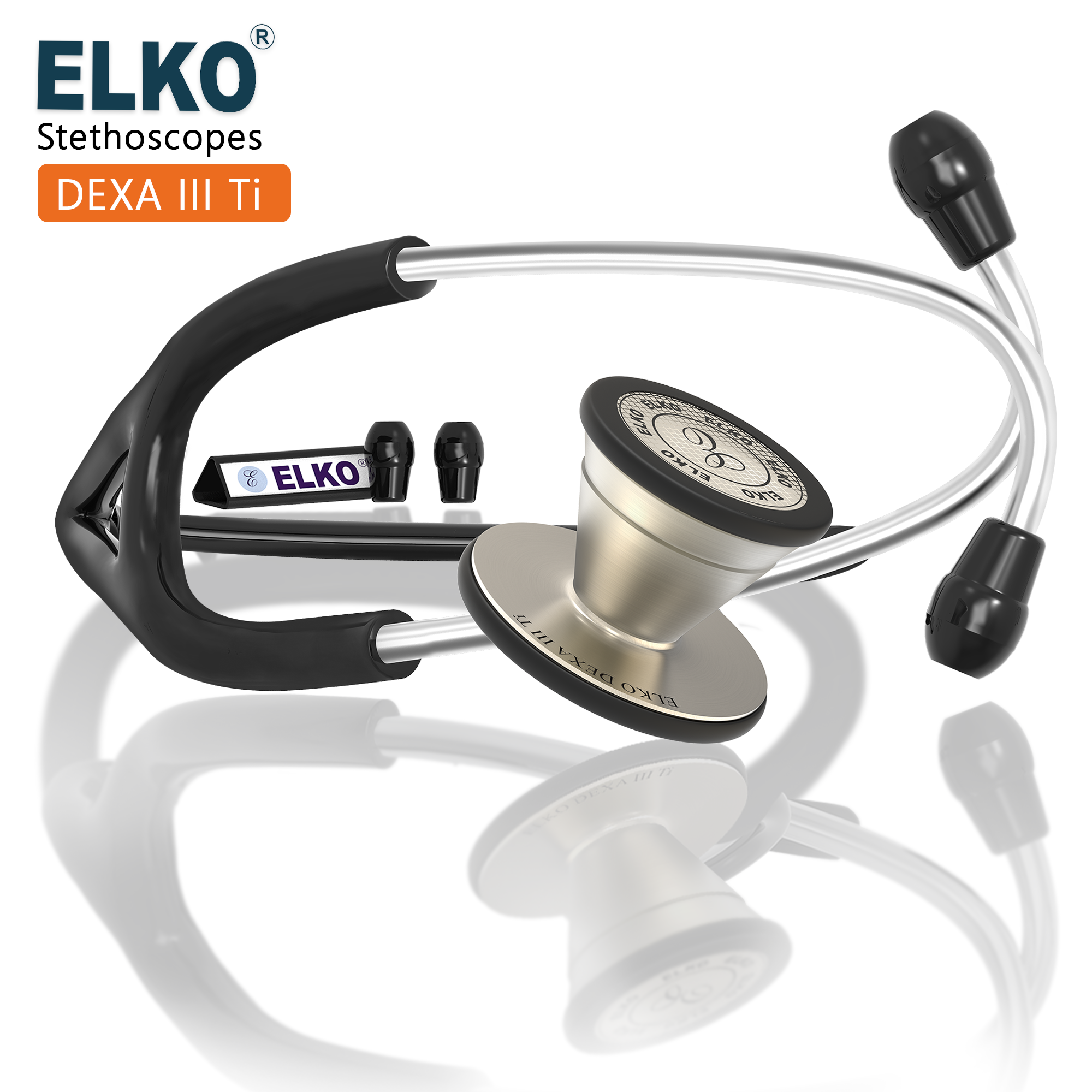 ELKO DEXA III Ti Titanium Stethoscope - Natural Titanium