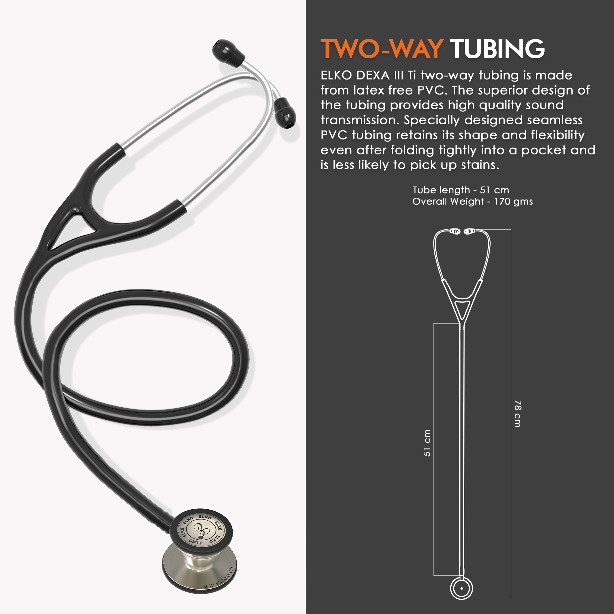 ELKO DEXA III Ti Titanium Stethoscope - Natural Titanium