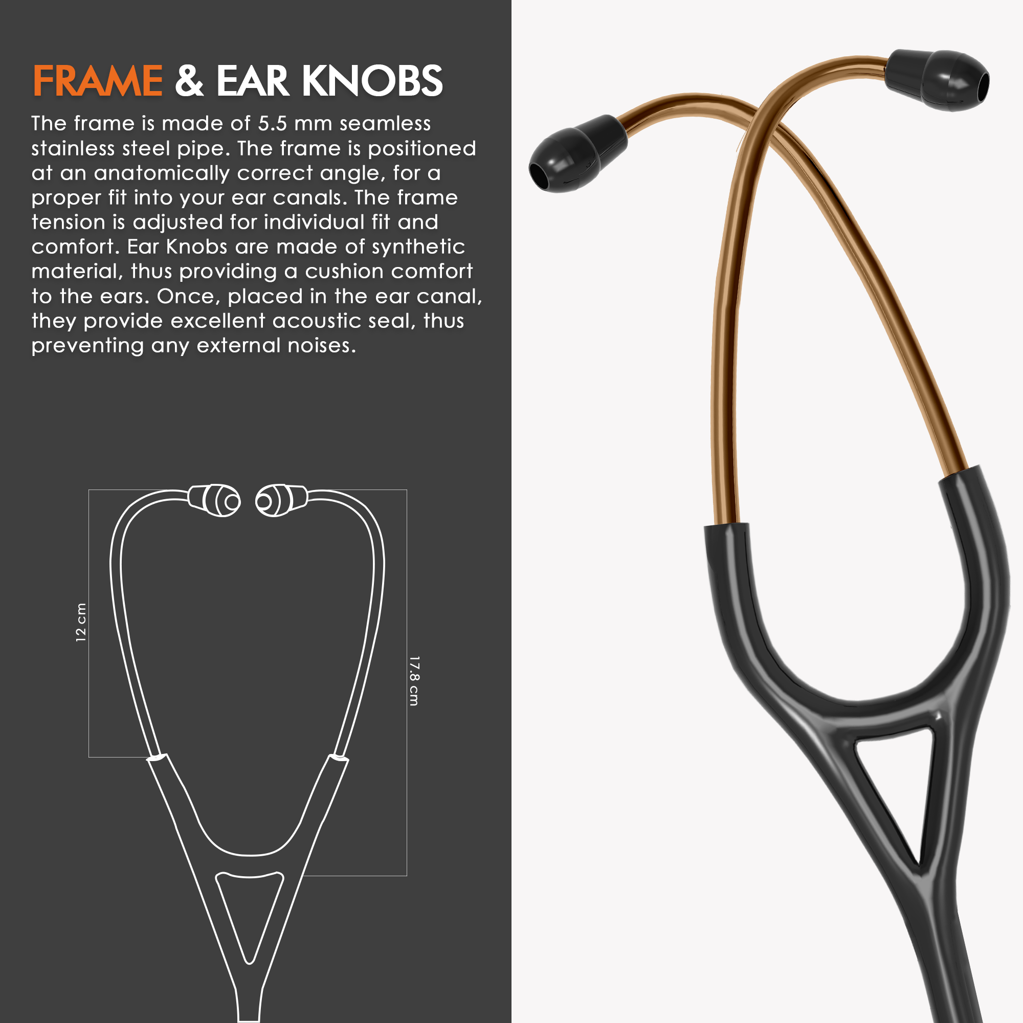 ELKO DEXA III Ti Titanium Stethoscope - Rose Gold