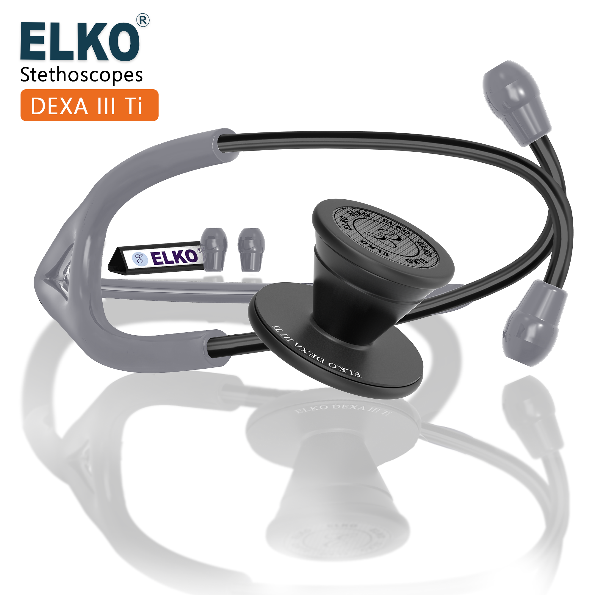 ELKO DEXA III Ti Titanium Stethoscope - Black Edition