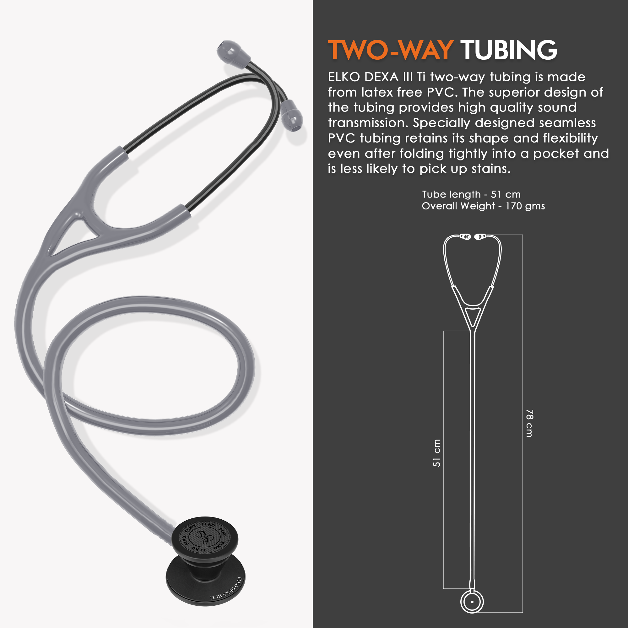 ELKO DEXA III Ti Titanium Stethoscope - Black Edition