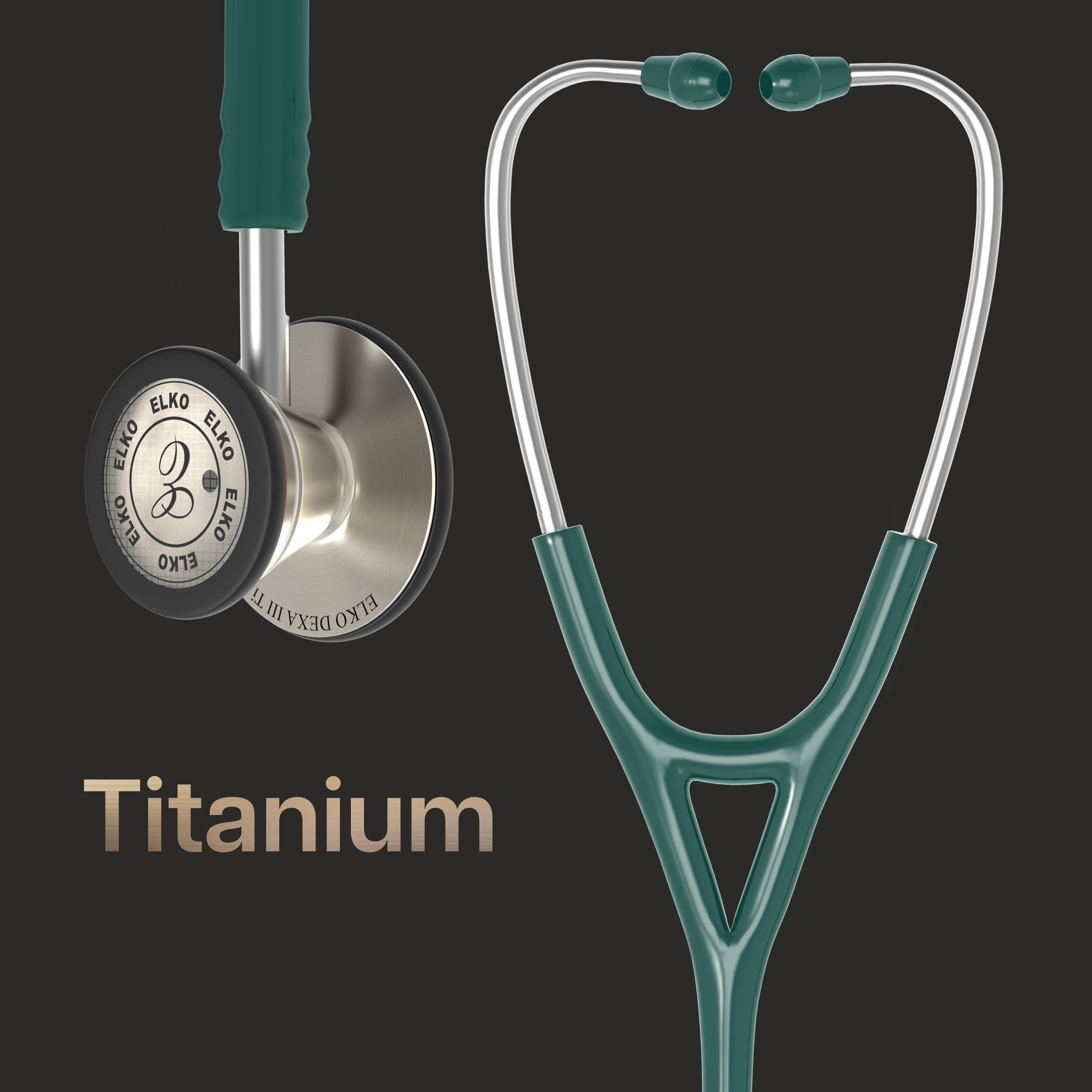 ELKO DEXA III Ti Titanium Stethoscope - Natural Titanium