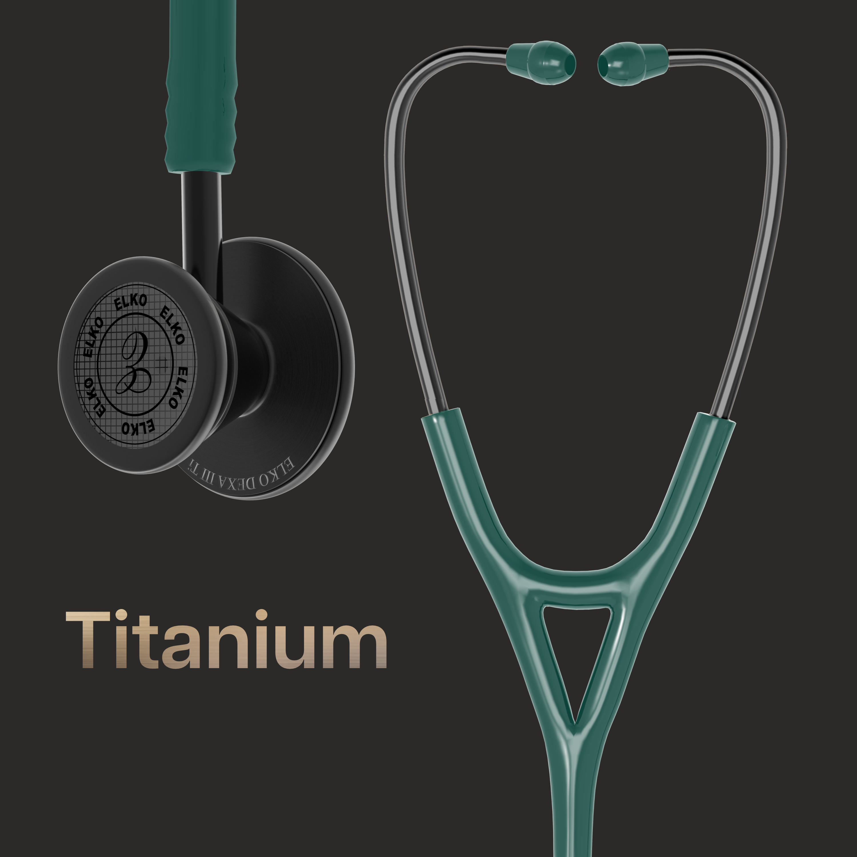 ELKO DEXA III Ti Titanium Stethoscope - Black Edition