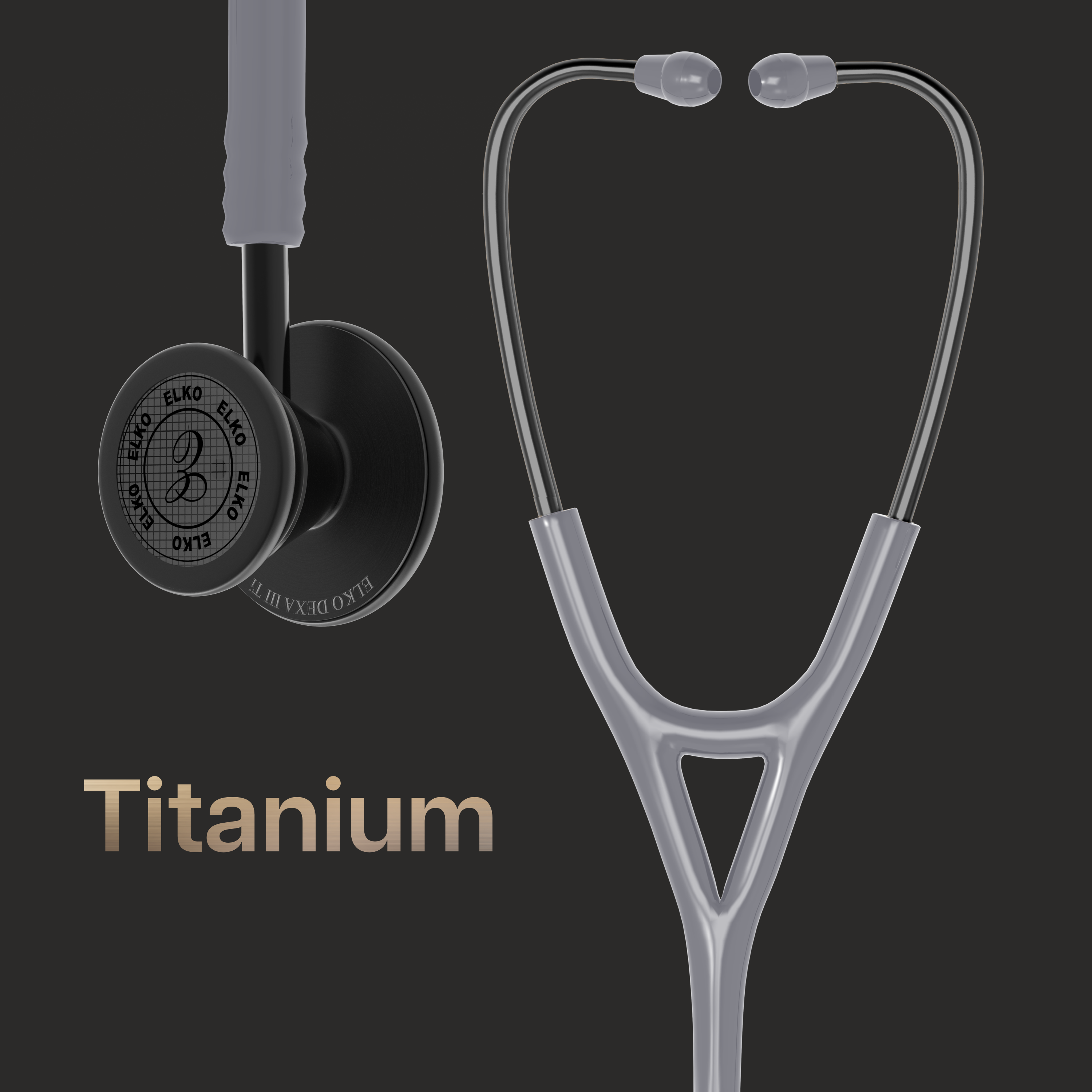 ELKO DEXA III Ti Titanium Stethoscope - Black Edition
