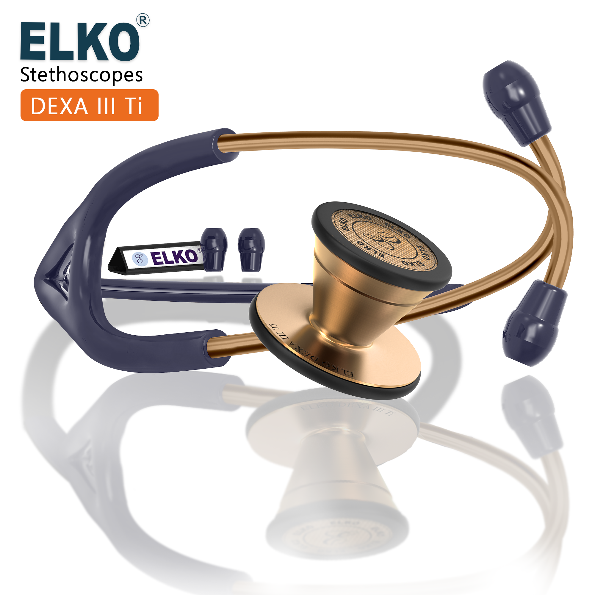 ELKO DEXA III Ti Titanium Stethoscope - Rose Gold