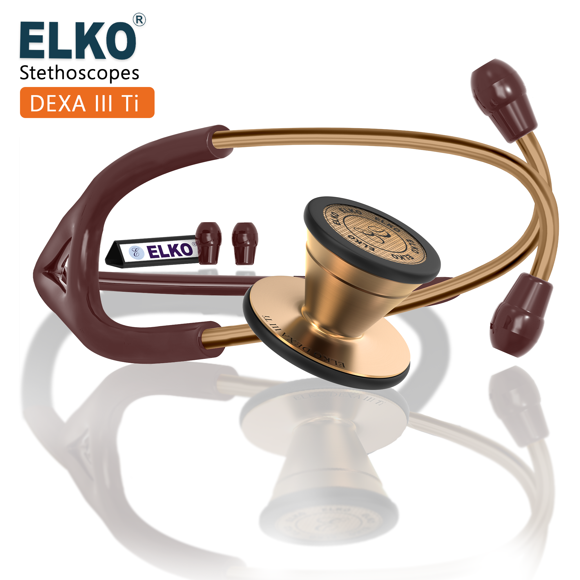 ELKO DEXA III Ti Titanium Stethoscope - Rose Gold