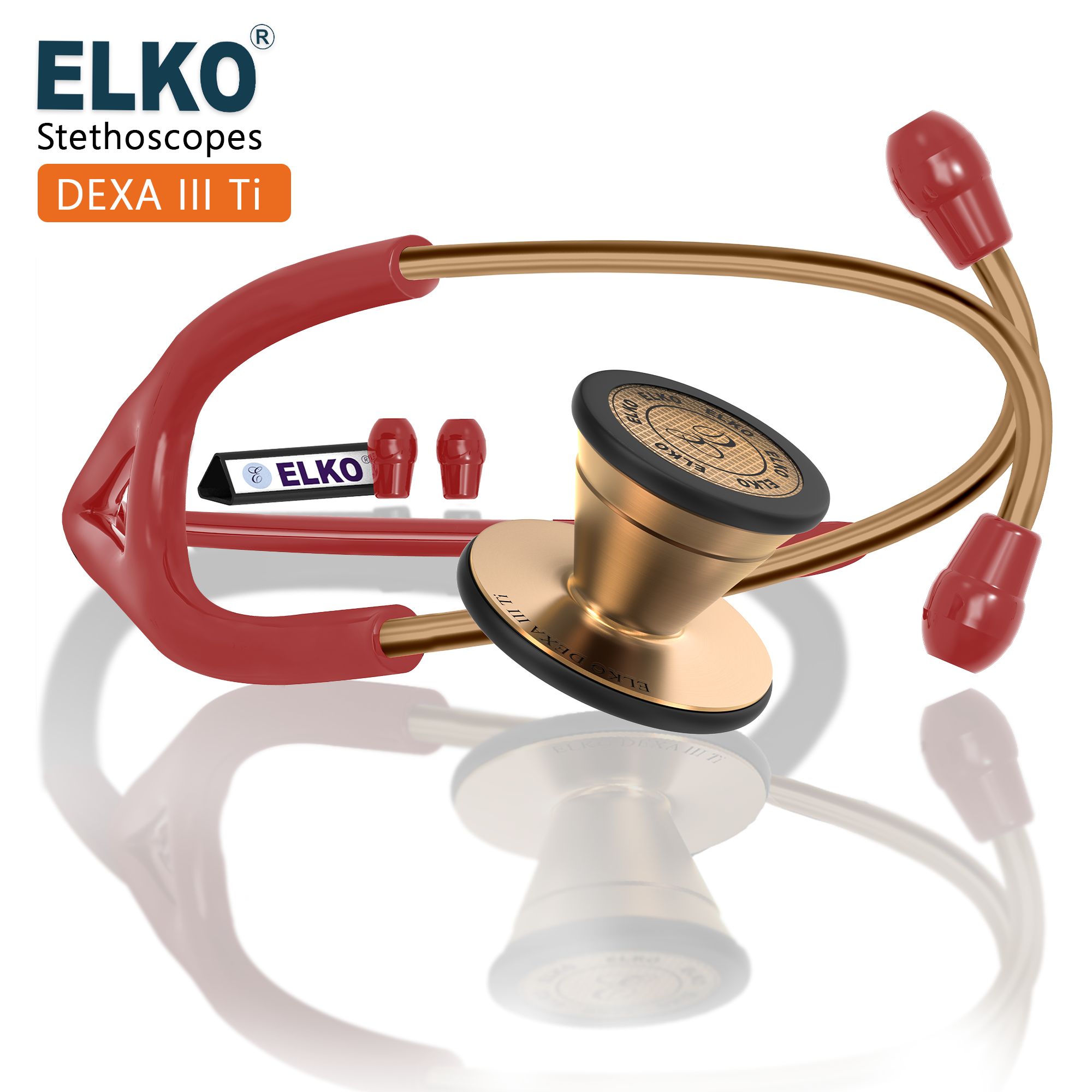 ELKO DEXA III Ti Titanium Stethoscope - Rose Gold