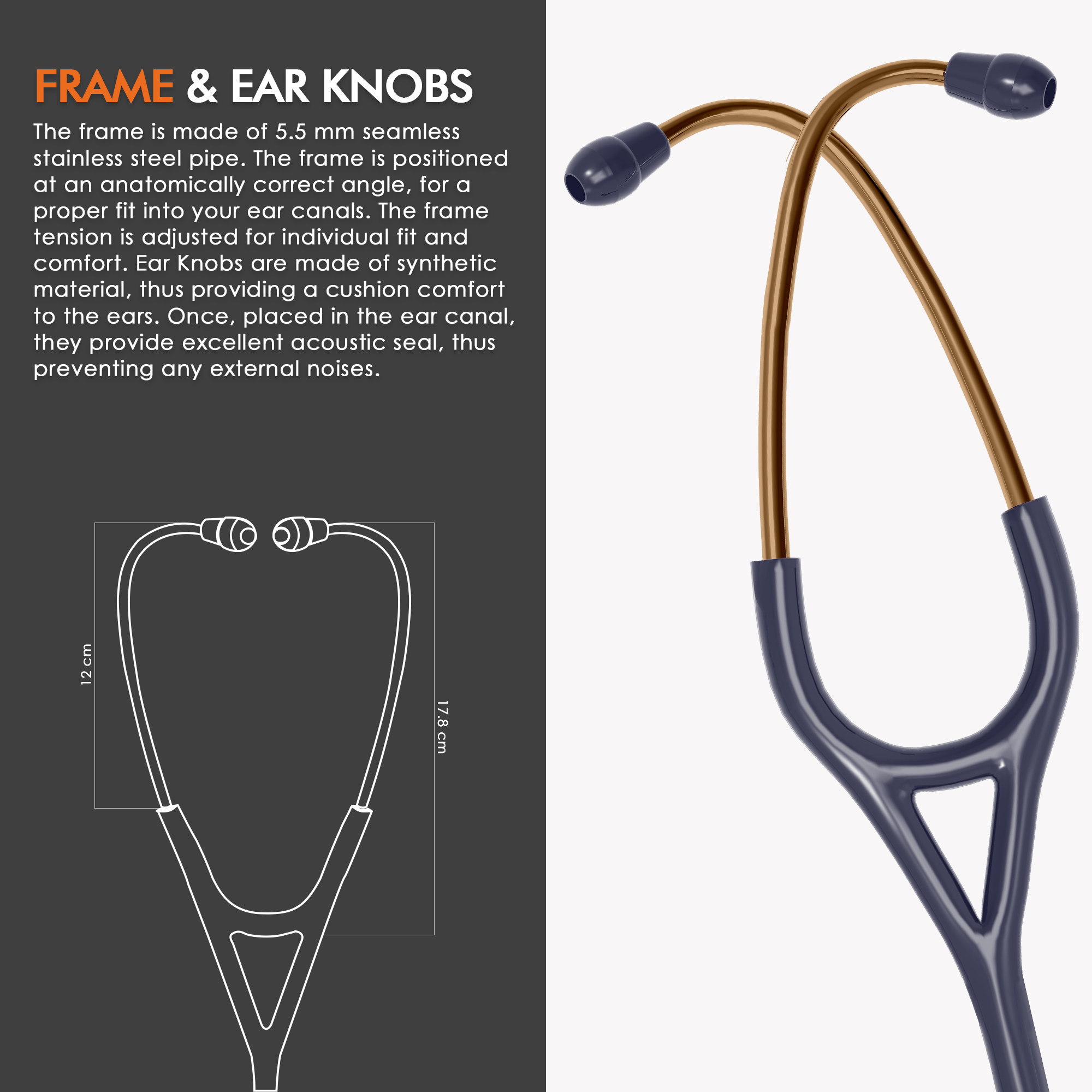 ELKO DEXA III Ti Titanium Stethoscope - Rose Gold