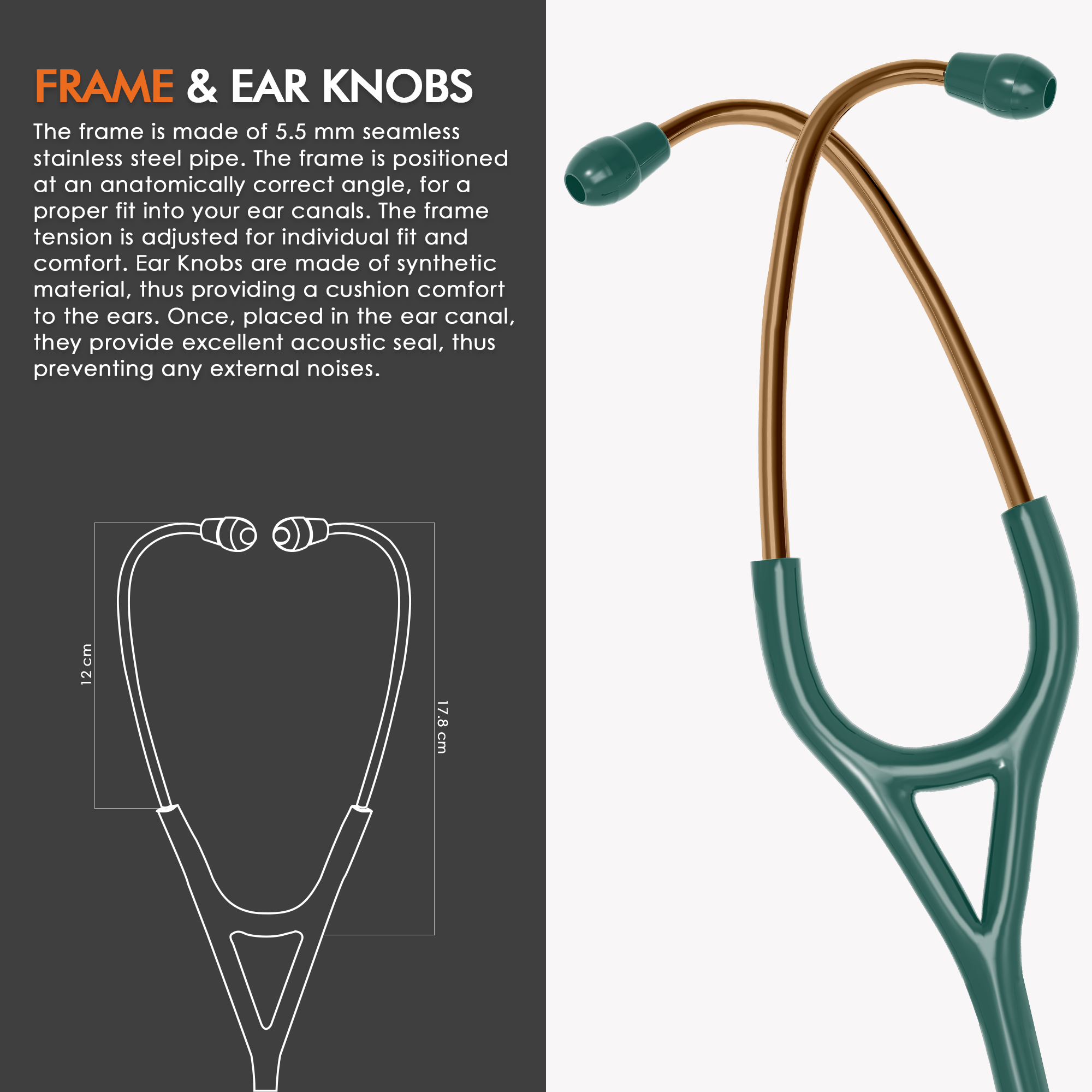 ELKO DEXA III Ti Titanium Stethoscope - Rose Gold