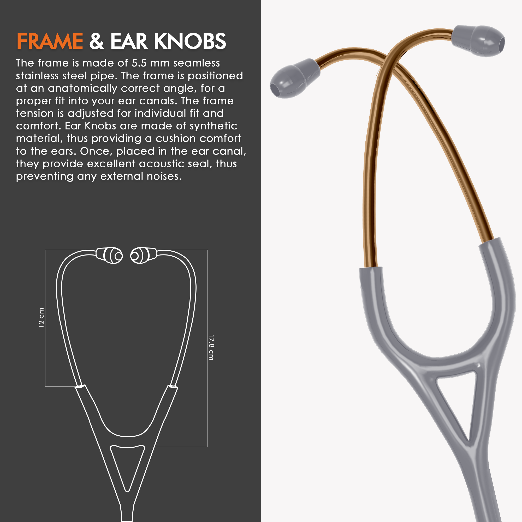 ELKO DEXA III Ti Titanium Stethoscope - Rose Gold