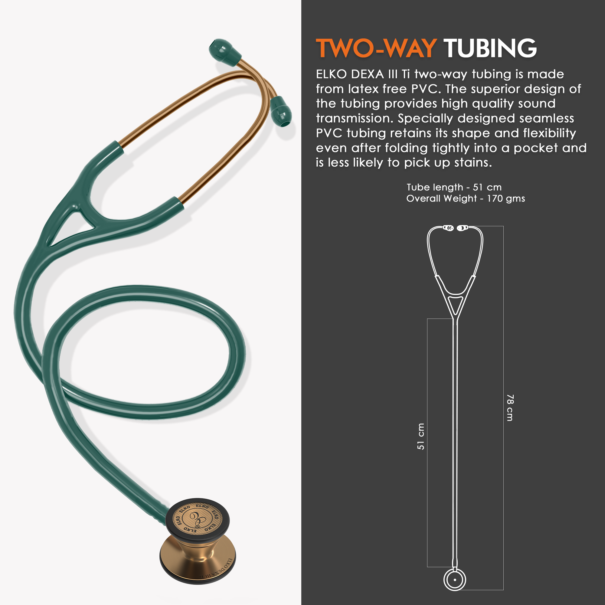 ELKO DEXA III Ti Titanium Stethoscope - Rose Gold