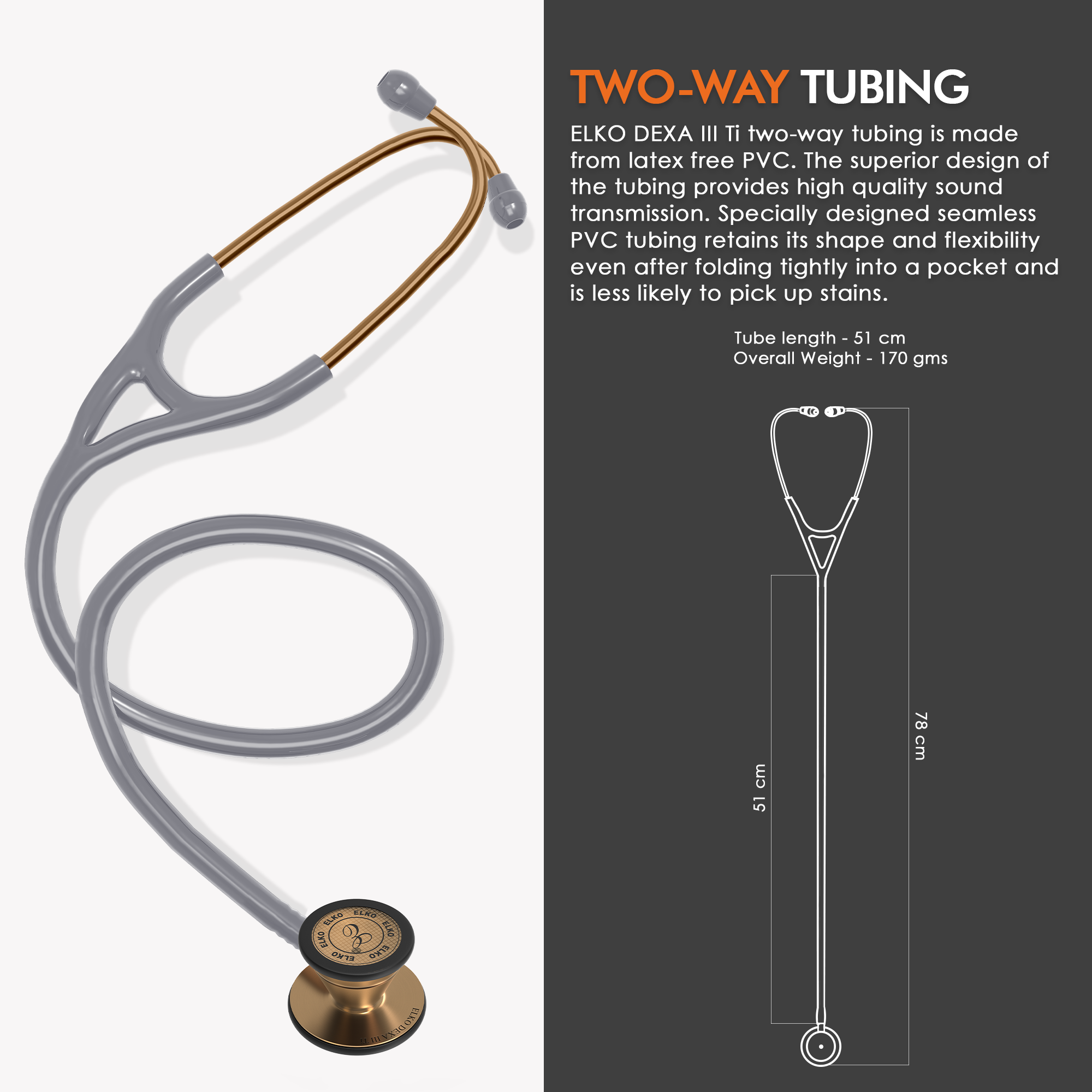 ELKO DEXA III Ti Titanium Stethoscope - Rose Gold