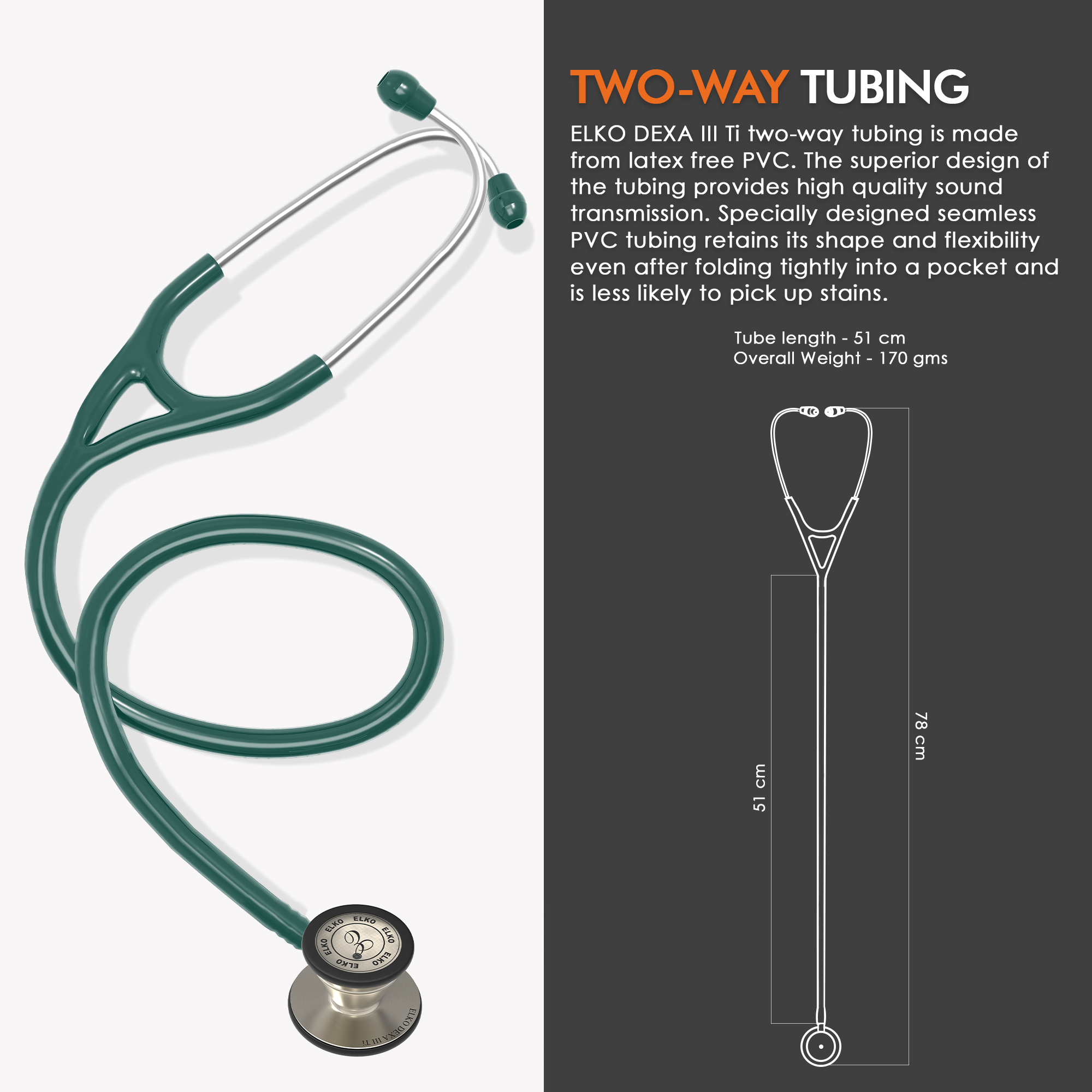 ELKO DEXA III Ti Titanium Stethoscope - Natural Titanium
