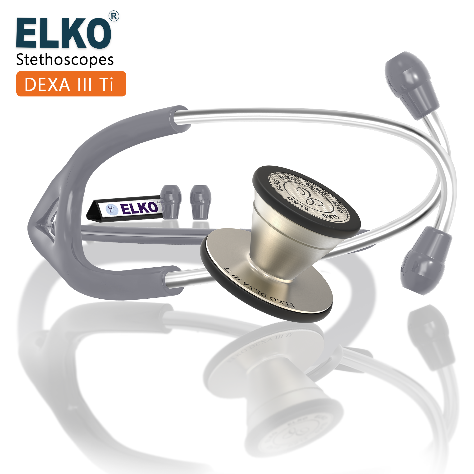 ELKO DEXA III Ti Titanium Stethoscope - Natural Titanium