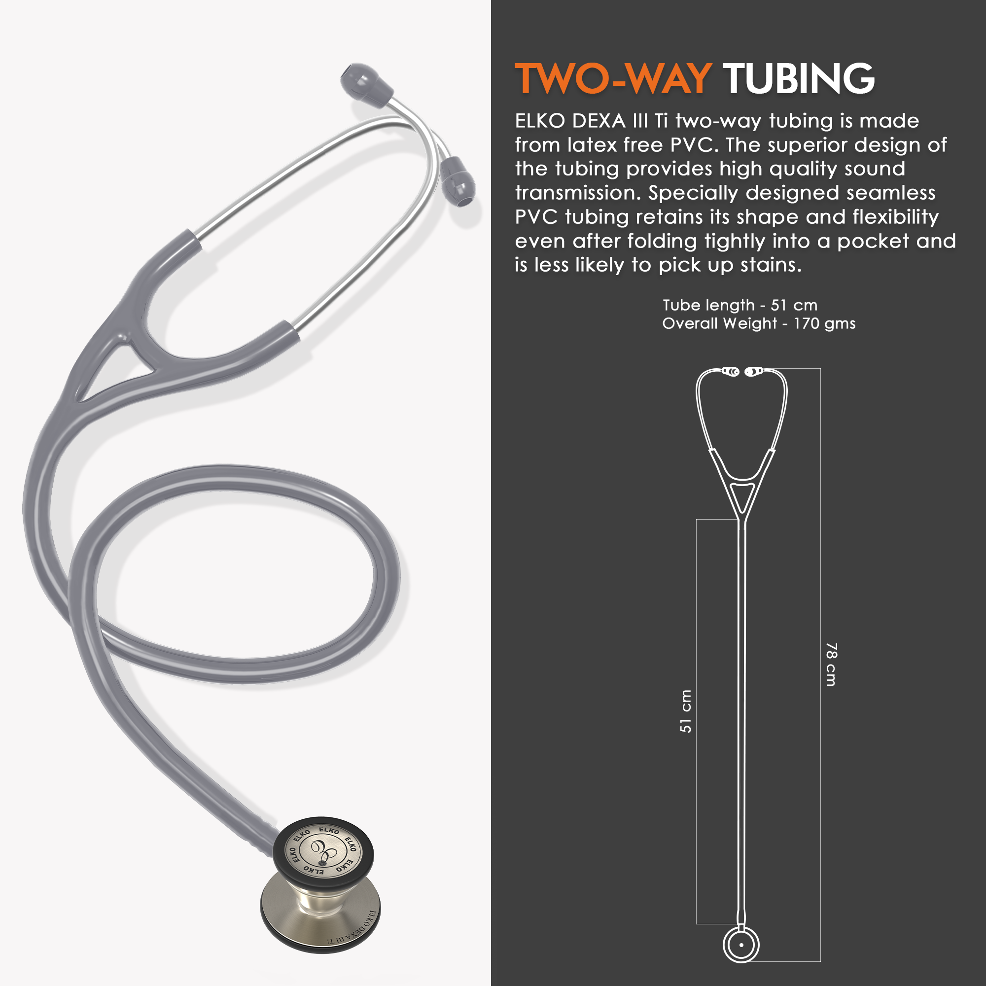 ELKO DEXA III Ti Titanium Stethoscope - Natural Titanium